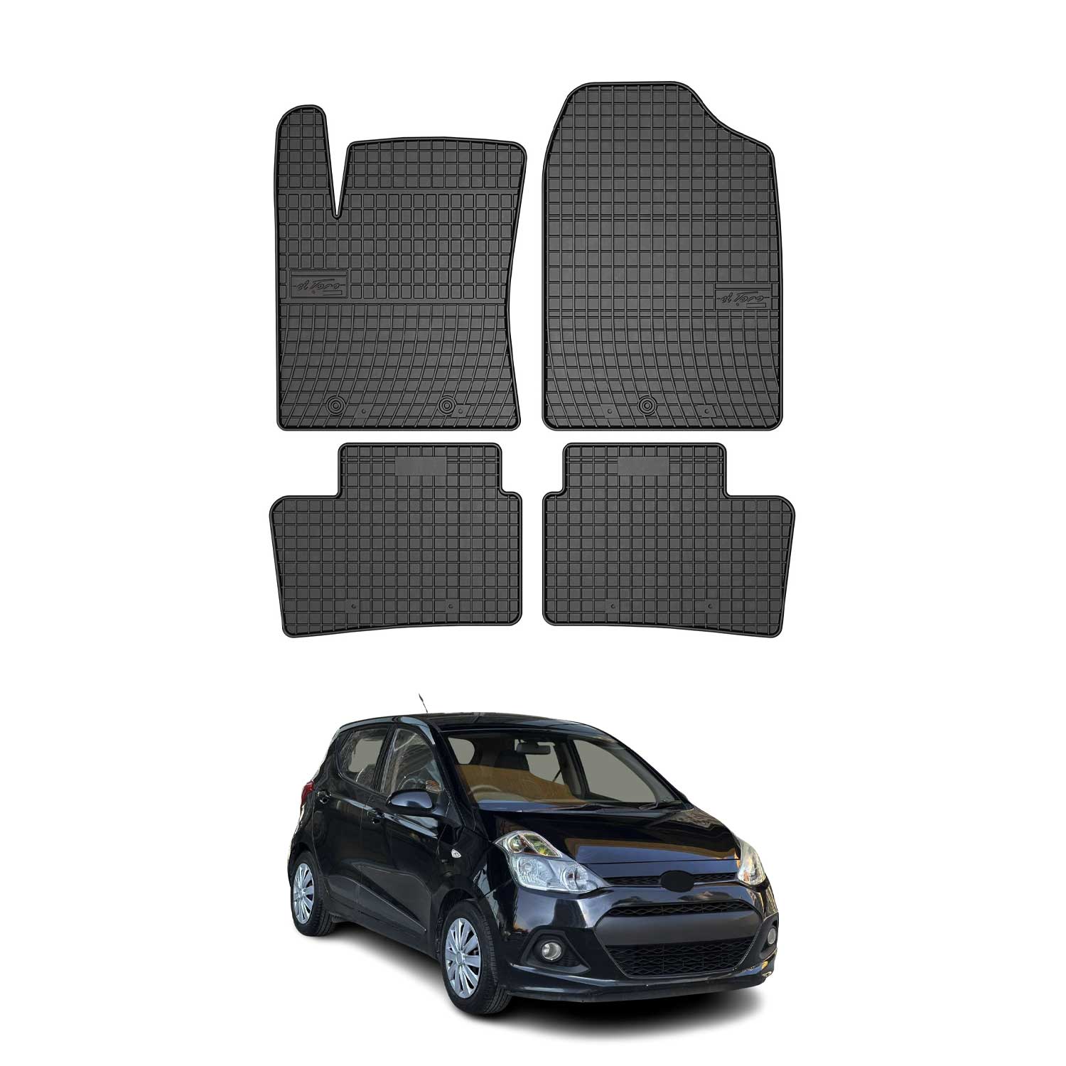 OMAC Alfombrillas De Coche para Hyundai i10 2013-2019 Negro Goma 4Pza