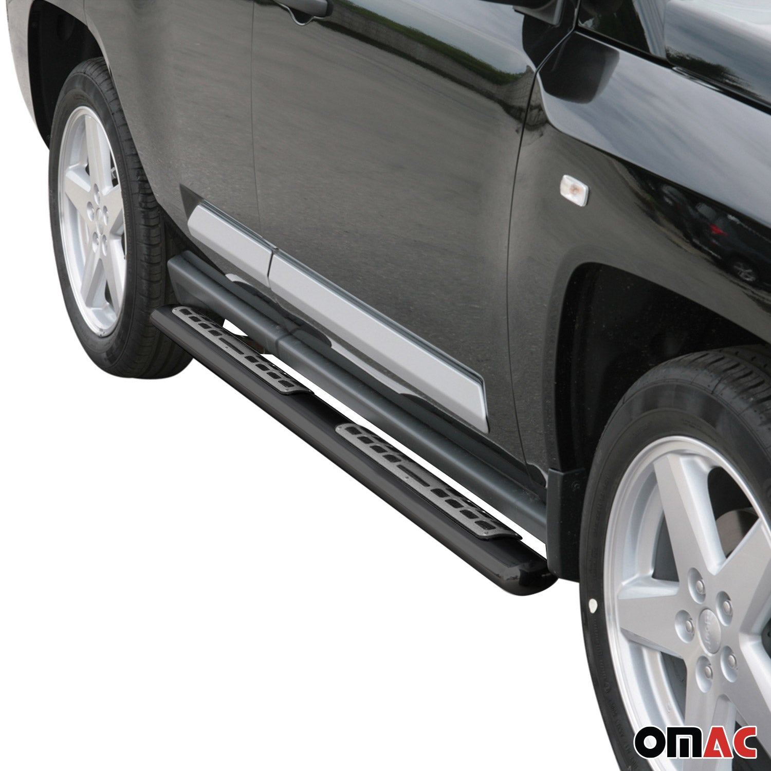 Par de Estribos Barras Laterales para Jeep Compass 2007-2010 Negro Acero
