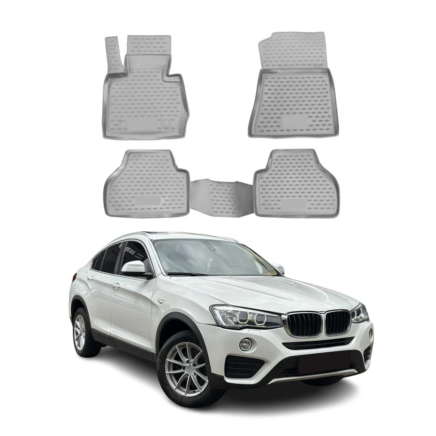 OMAC Alfombrillas De Coche para BMW X4 F26 2014-2018 Gris Goma TPE 4Pza