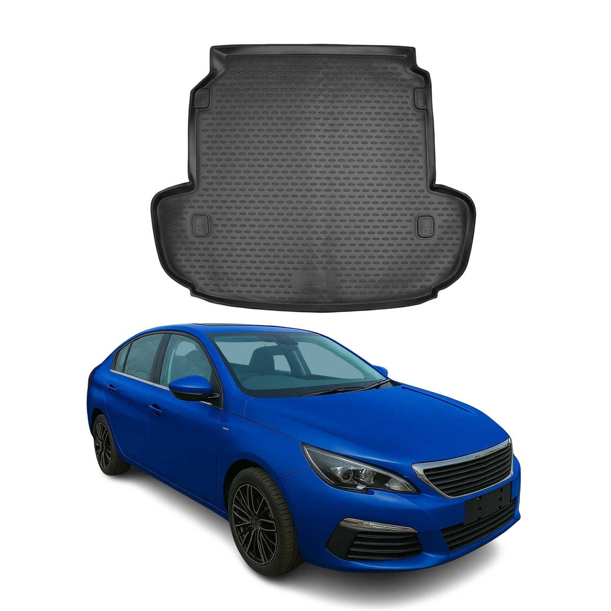 OMAC Bandeja Maletero Alfombrilla para Peugeot 408 2012-2025 Negro Goma TPE 1Pza