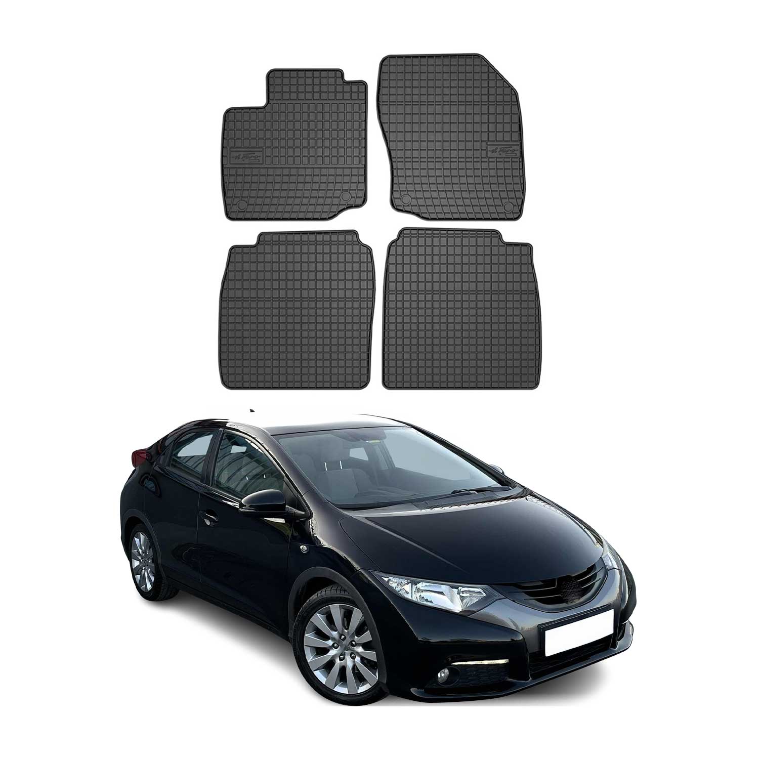 OMAC Alfombrillas De Coche para Honda Civic IX 5D HB 2012-2017 Negro Goma 4Pza