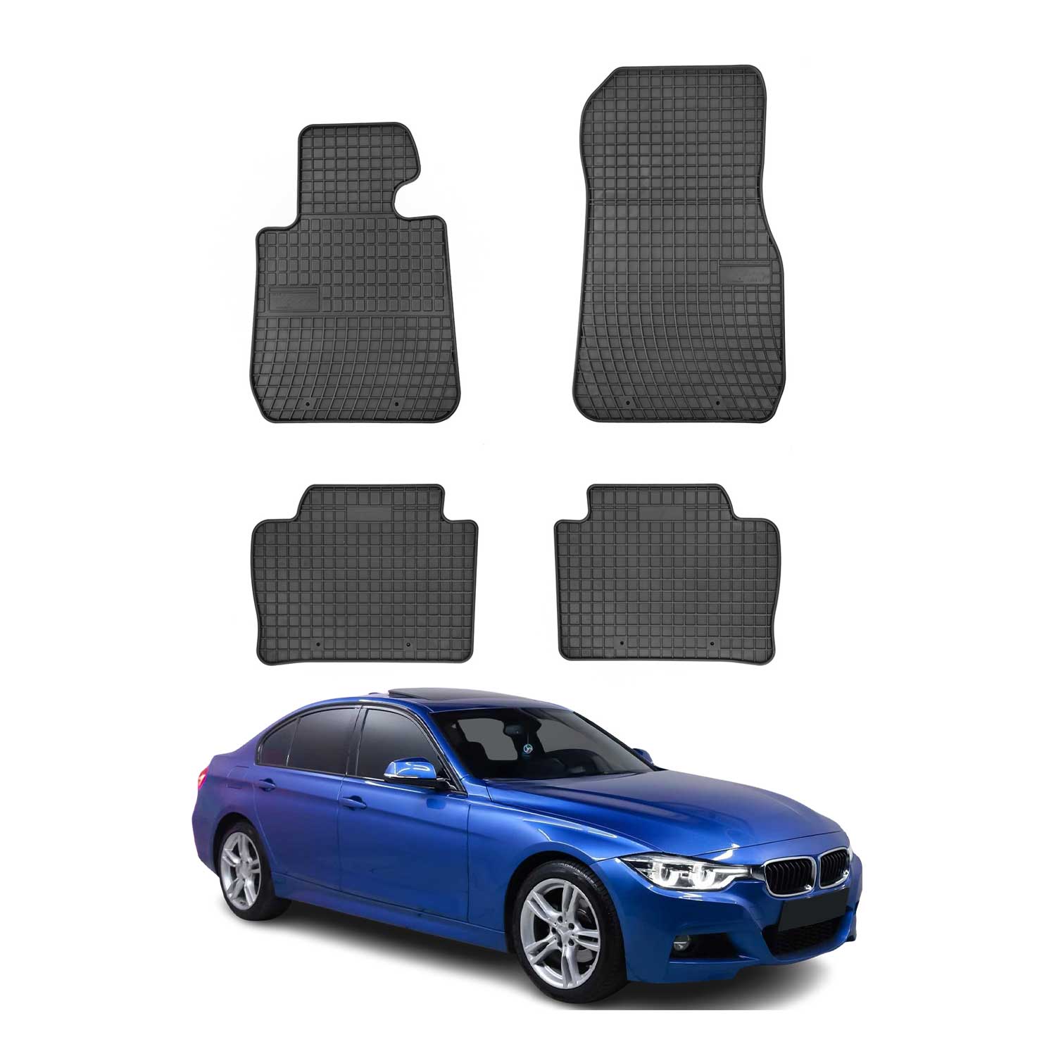 OMAC Alfombrillas De Coche para BMW Serie 3 F30 2012-2019 Negro Goma 4Pza