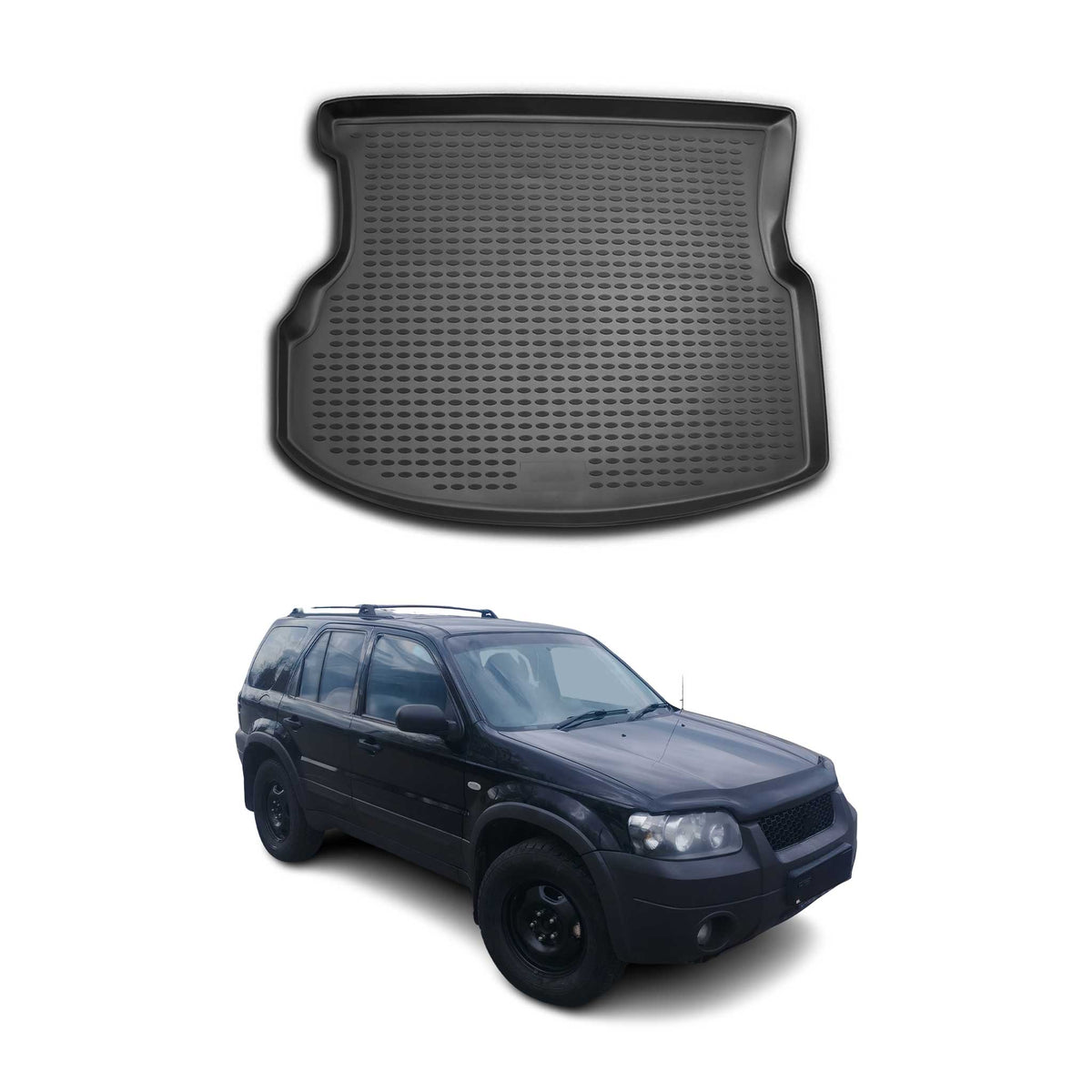 OMAC Bandeja Maletero Alfombrilla para Ford Maverick 2001-2005 Negro Goma TPE