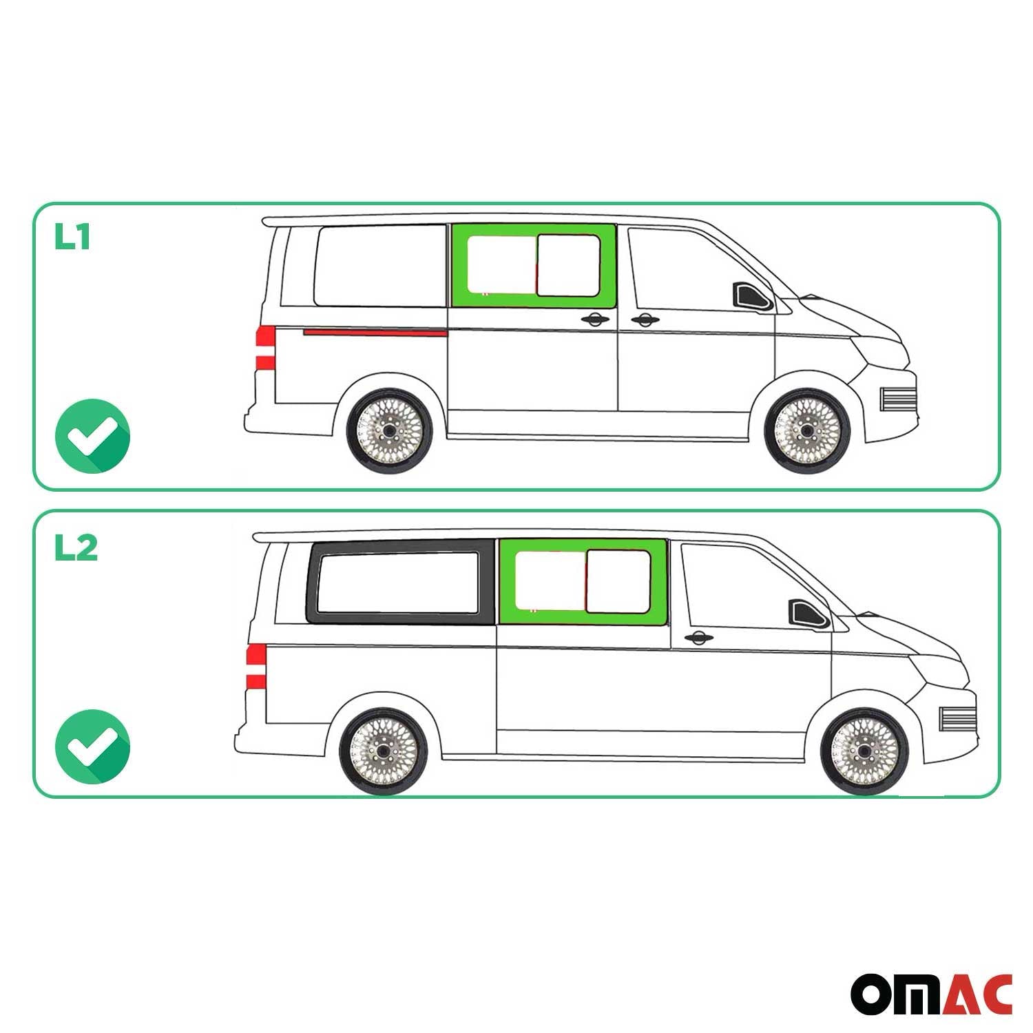Ventana de Deslizante Lateral Derecha para VW T5 2003-2015 L1 L2 Negro Vidrio