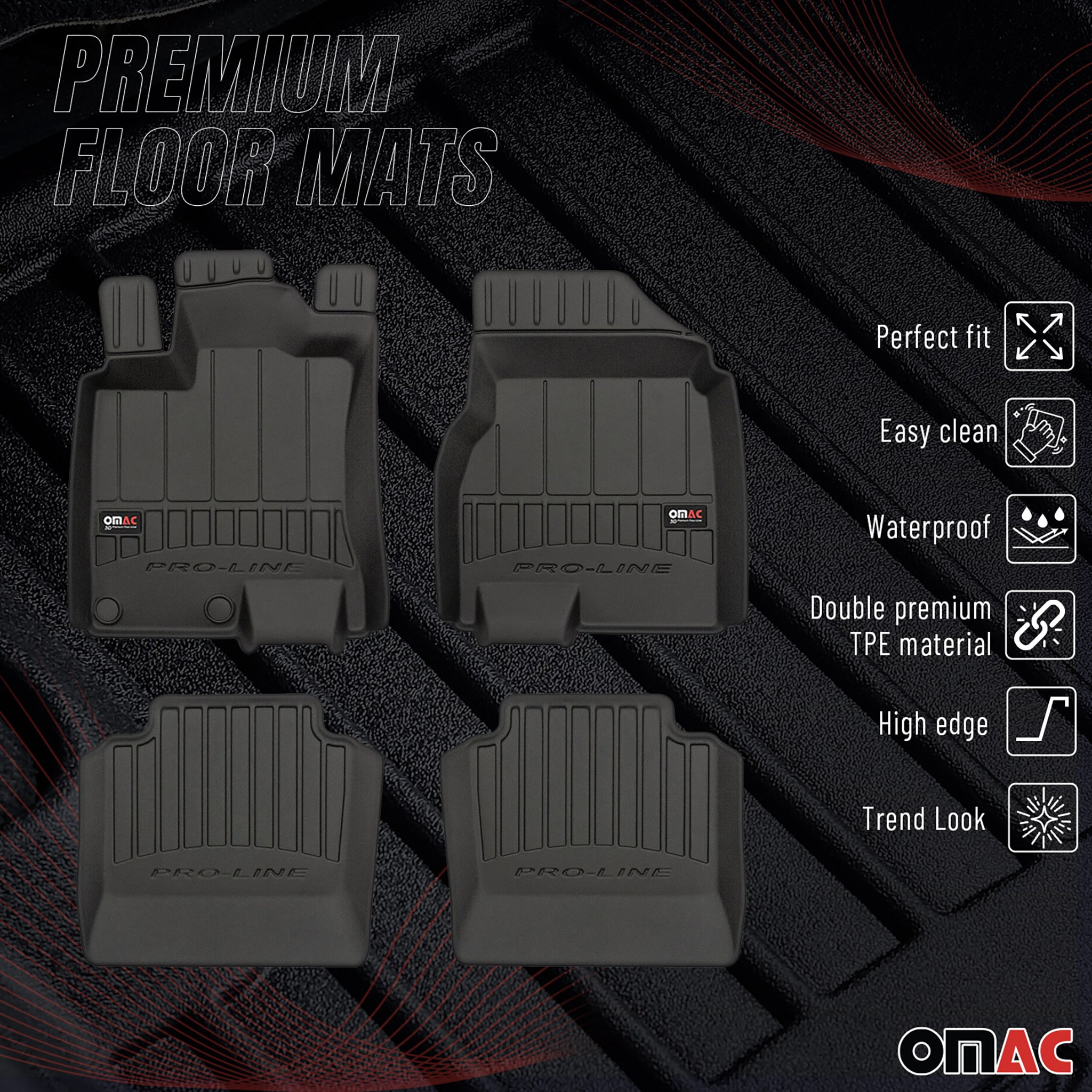 OMAC Premium Alfombrillas De Coche para Nissan Qashqai +2 J10 2008-2014 Goma 4x