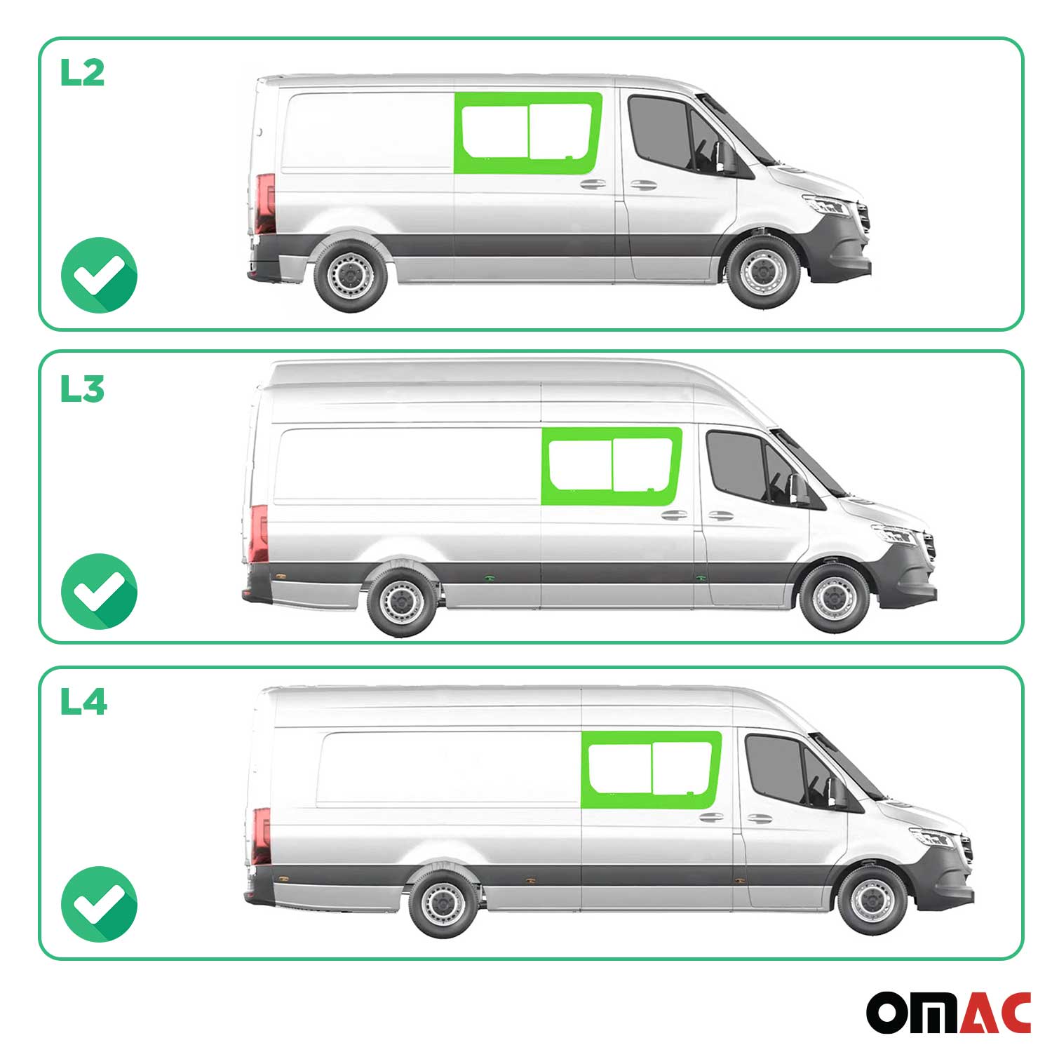 Ventana de Deslizante Lateral Derecha para Mercedes Sprinter W906 2006-2018