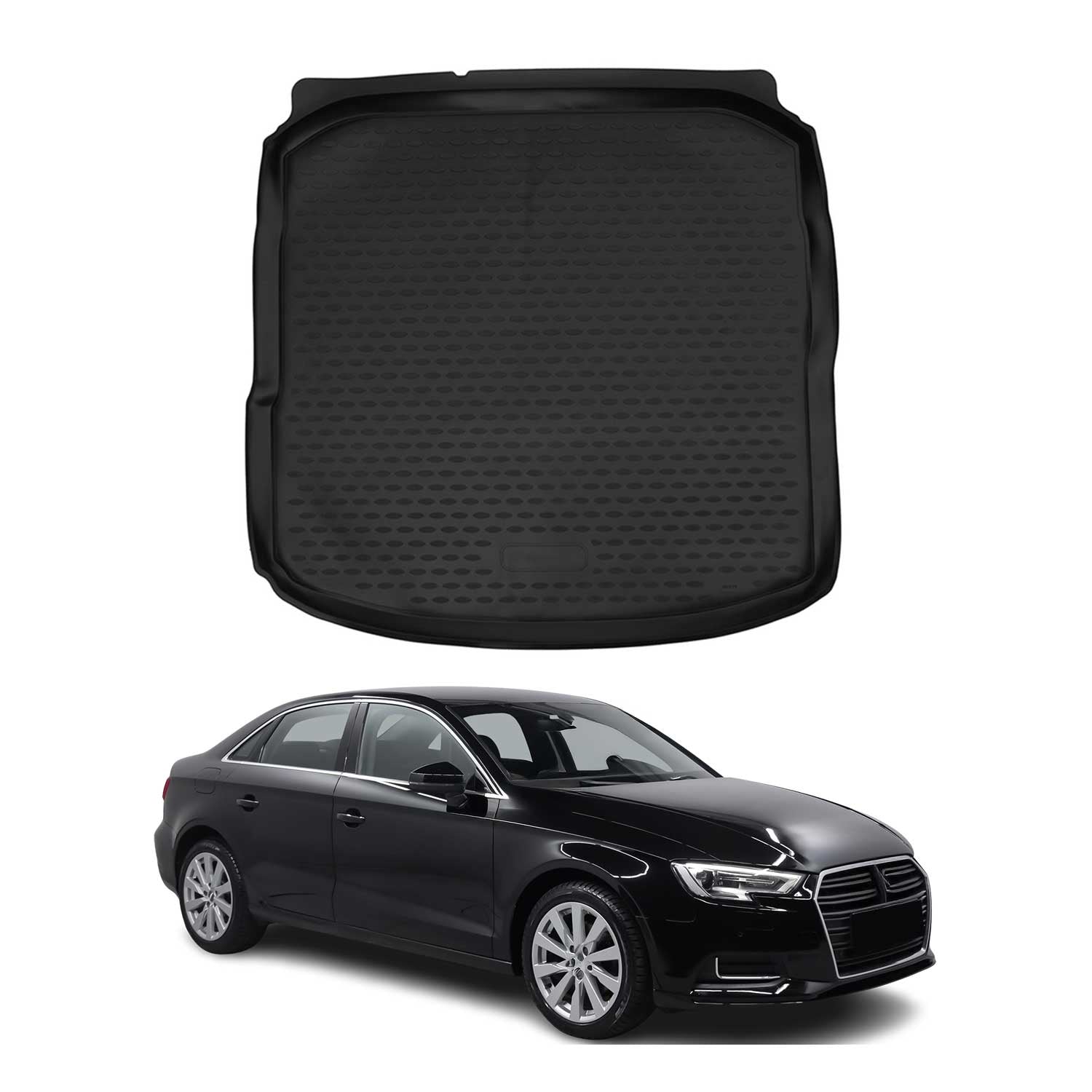OMAC Bandeja Maletero Alfombrilla para Audi A3 8V Sedán 2013-2020 Negro Goma TPE