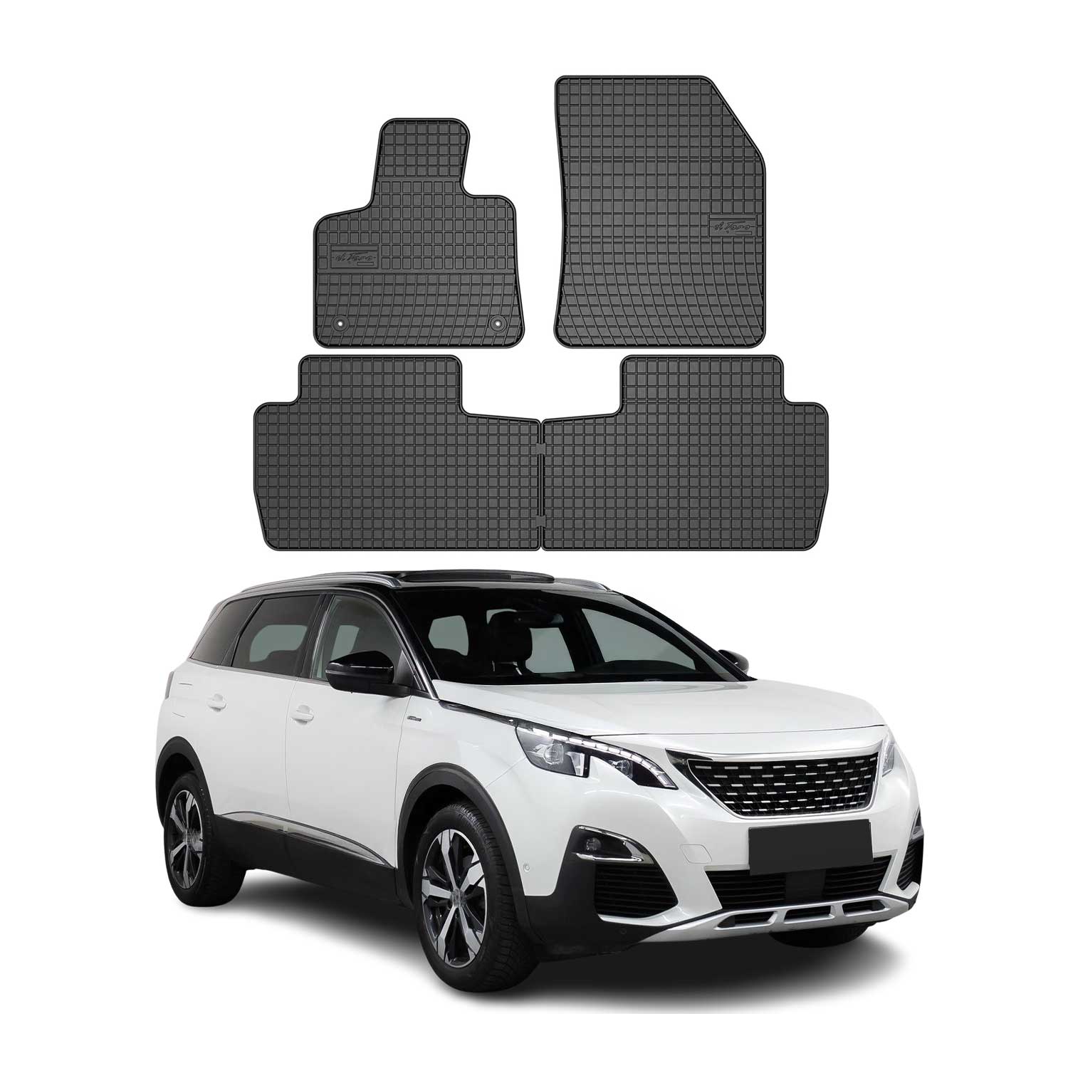 OMAC Alfombrillas De Coche para Peugeot 5008 2017-2025 Negro Goma 4Pza