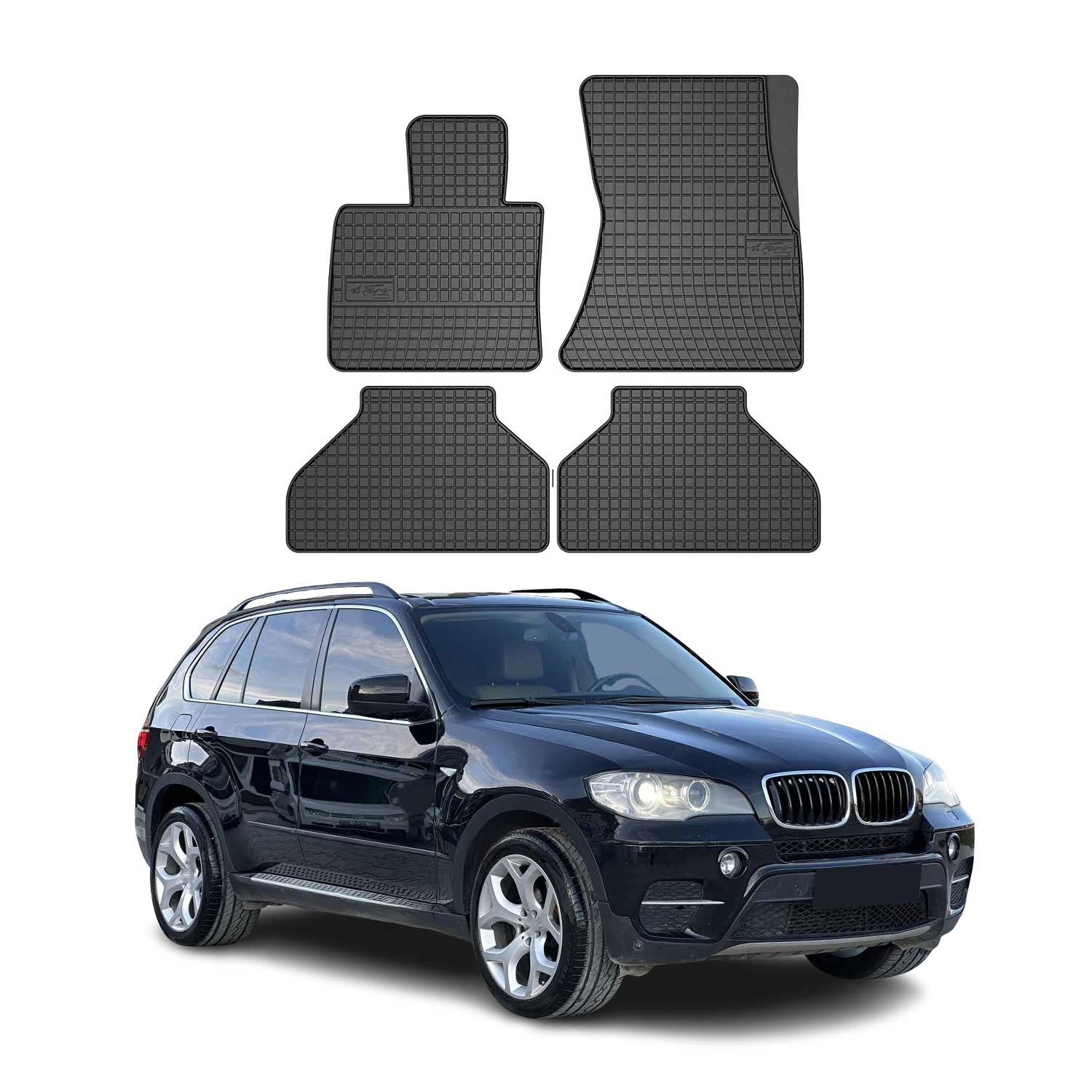 OMAC Alfombrillas De Coche para BMW X5 2006-2013 Negro Goma 4Pza