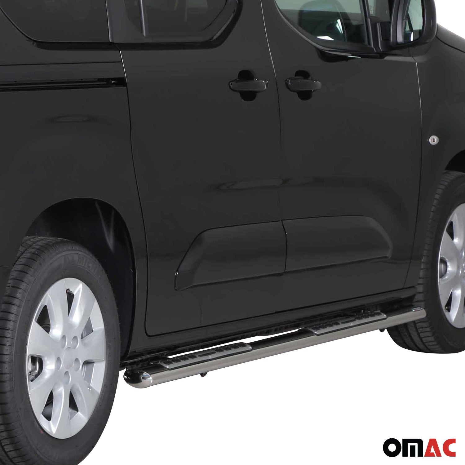 Par de Estribos Barras Laterales para Opel Combo 2018-2025 Corto Plata Acero 2x