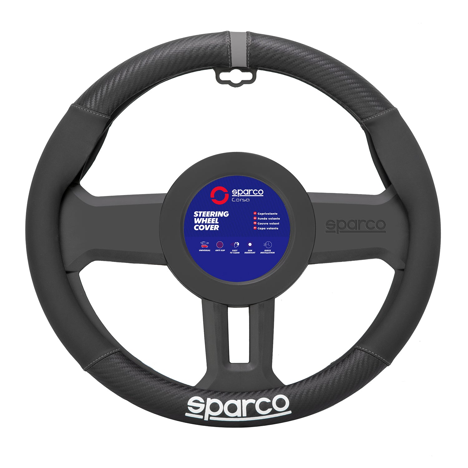 Sparco Cubierta de Para Volante de Automóvil Universal ø37-38cm Gris Negro Goma