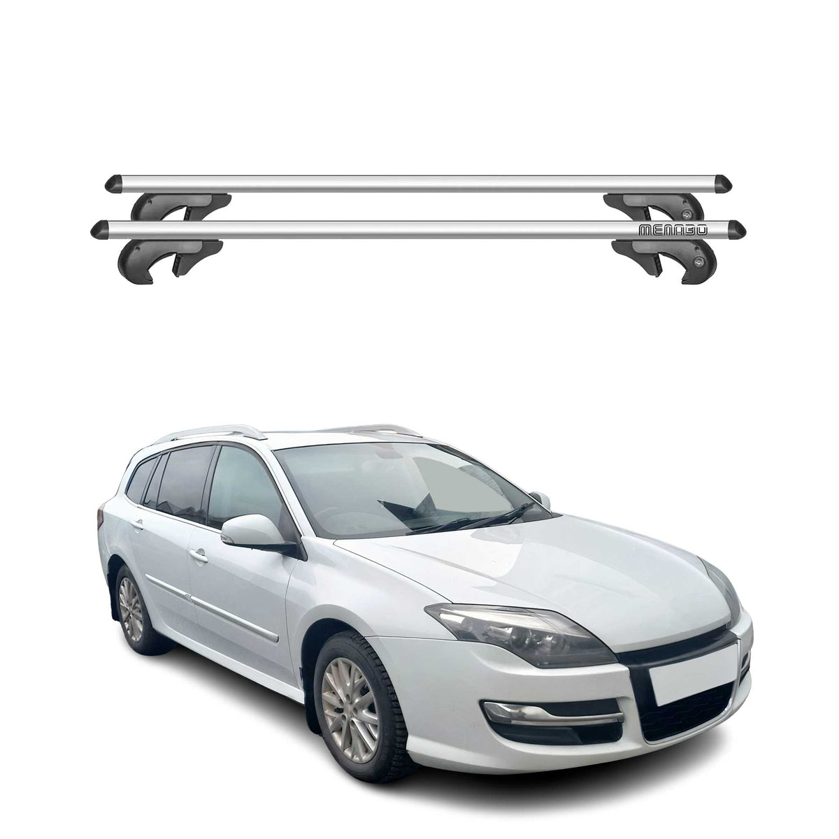 Menabo Barras de Techo Baca para Renault Laguna Sportour 2007-2015 Gris Alu 2Pza