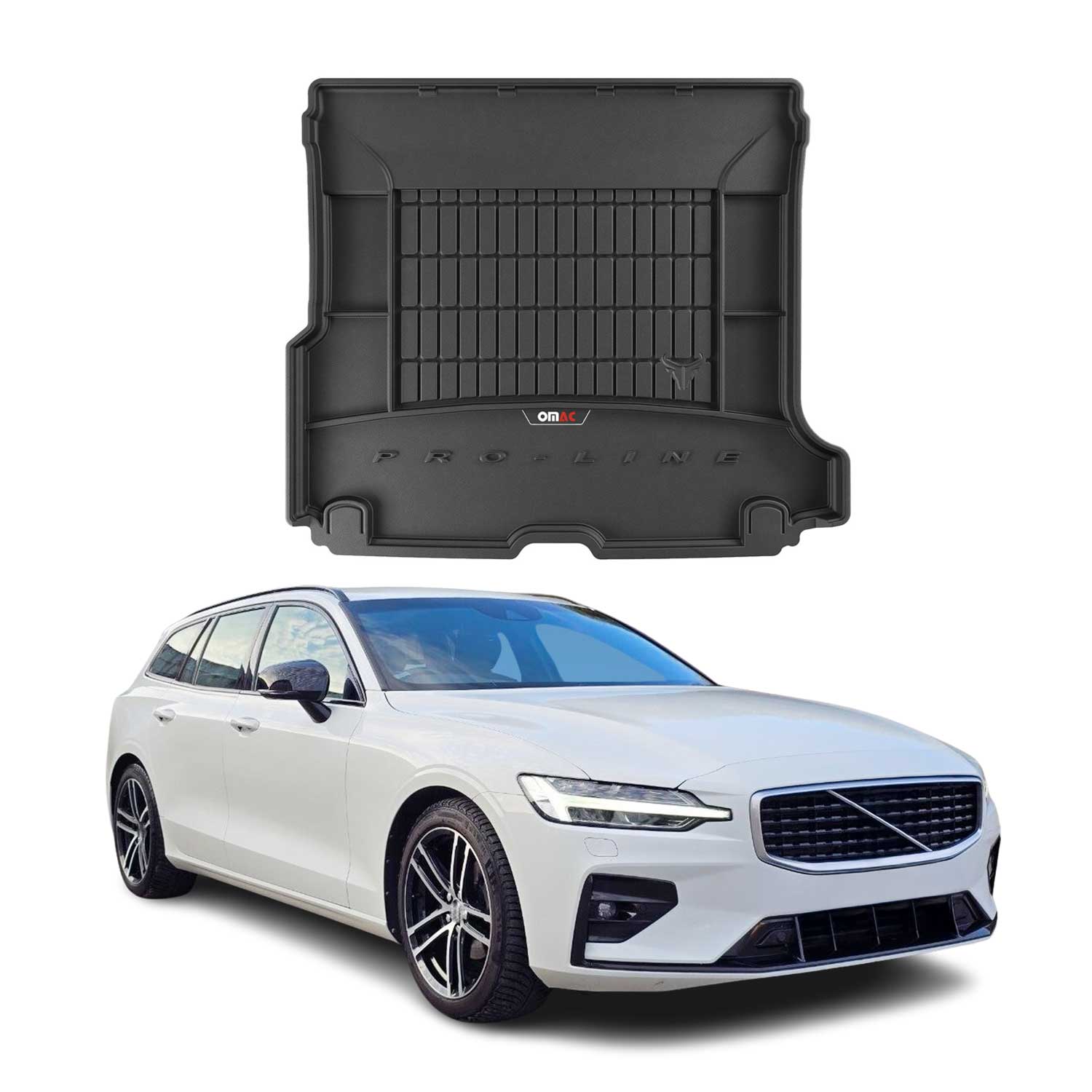 OMAC Premium Bandeja Maletero Alfombrilla para Volvo V60 2018-2025 Negro TPE