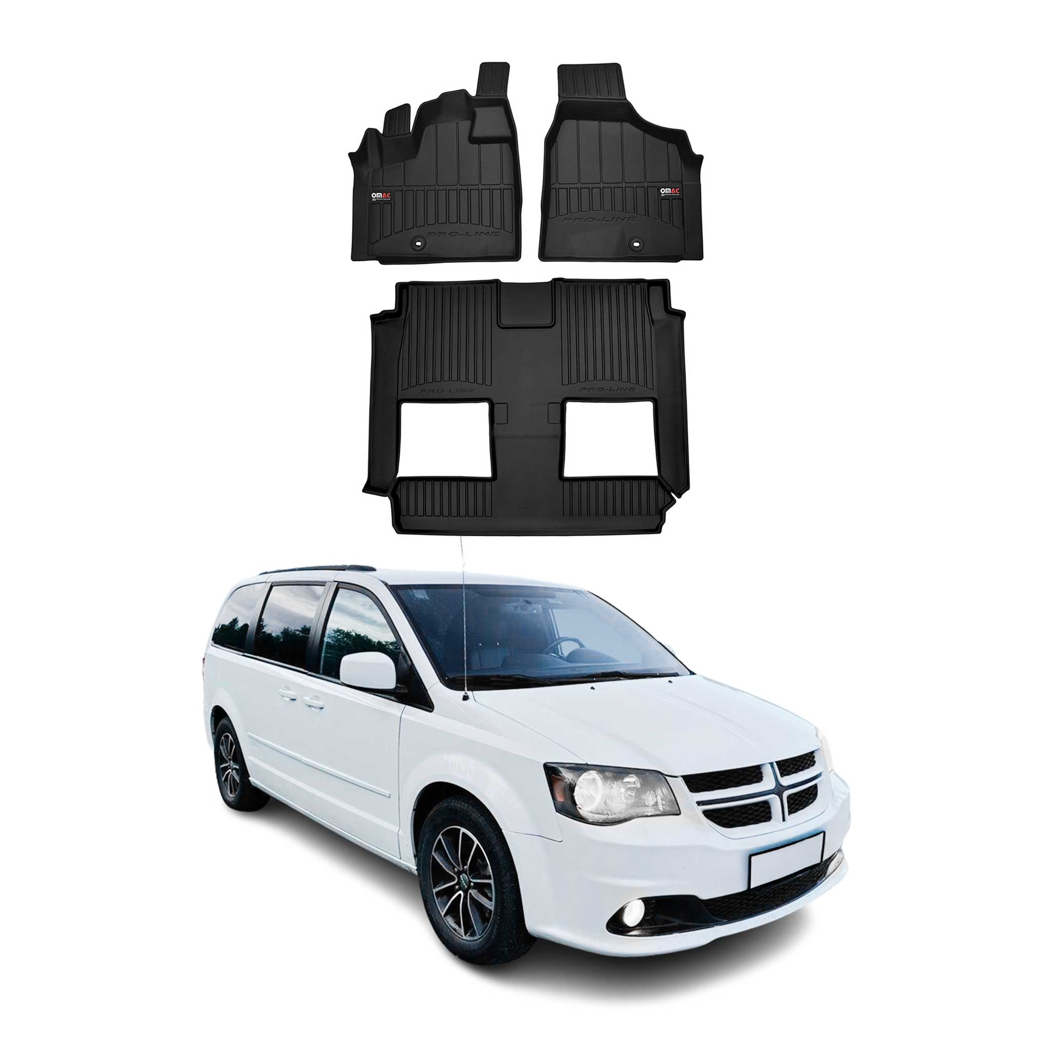 OMAC Premium Alfombrillas De Coche para Dodge Grand Caravan 2008-2020 Goma 3x