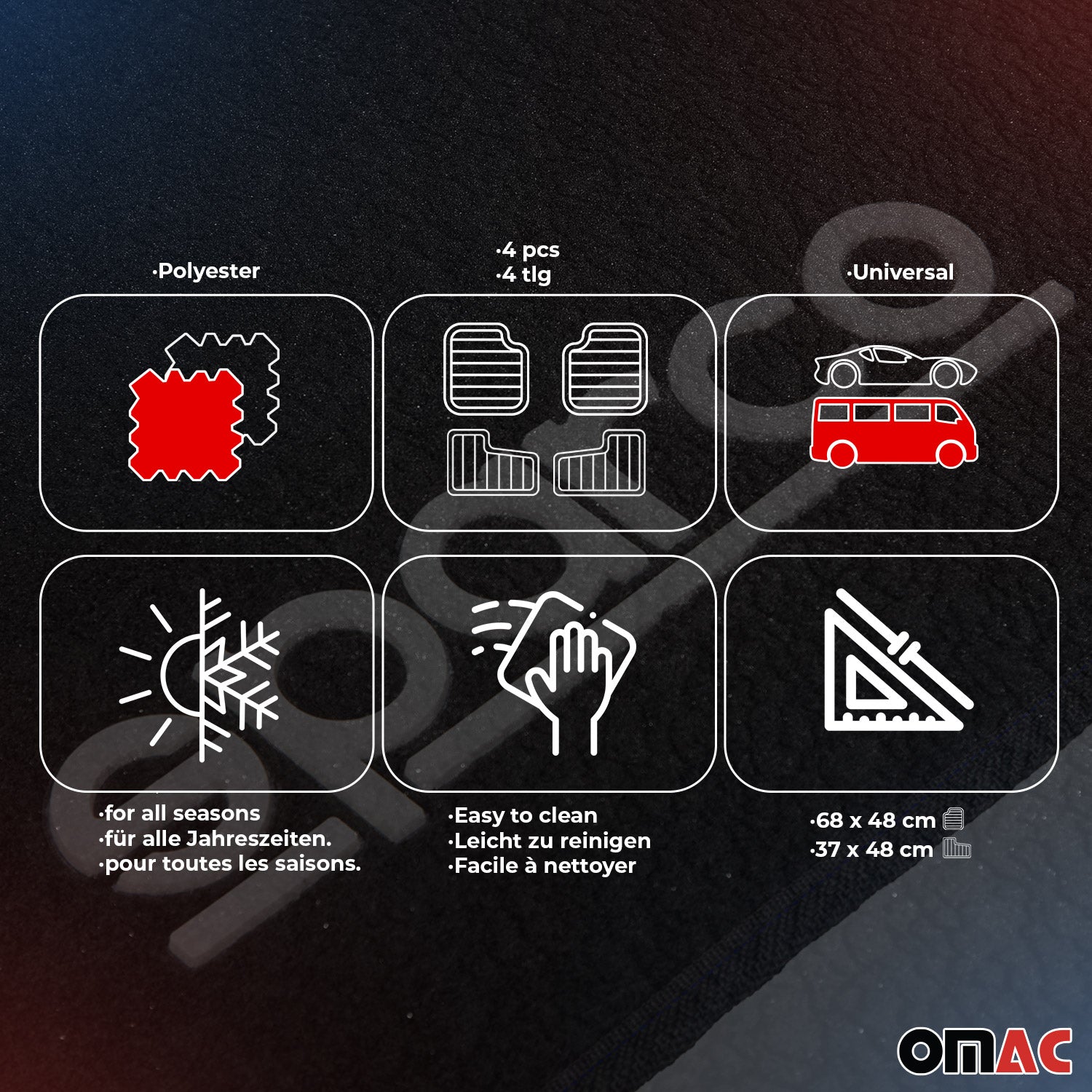 Sparco Alfombrillas De Coche Universal Negro Rojo Poliéster