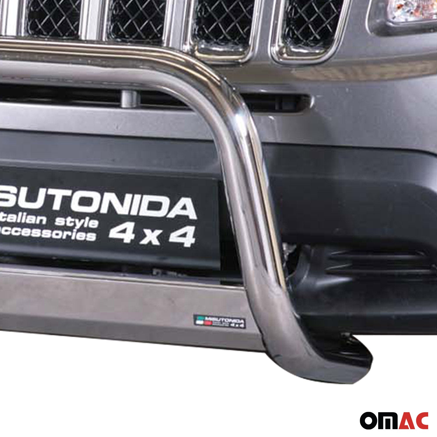 Bull Barra Frontal para Jeep Compass 2011-2016 Plata Brillante Acero