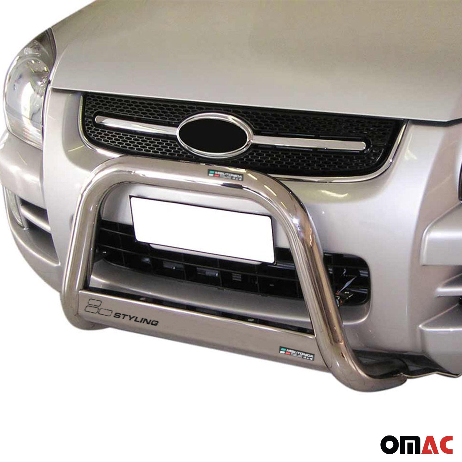 Bull Barra Frontal para Kia Sportage 2004-2008 Plata Brillante Acero