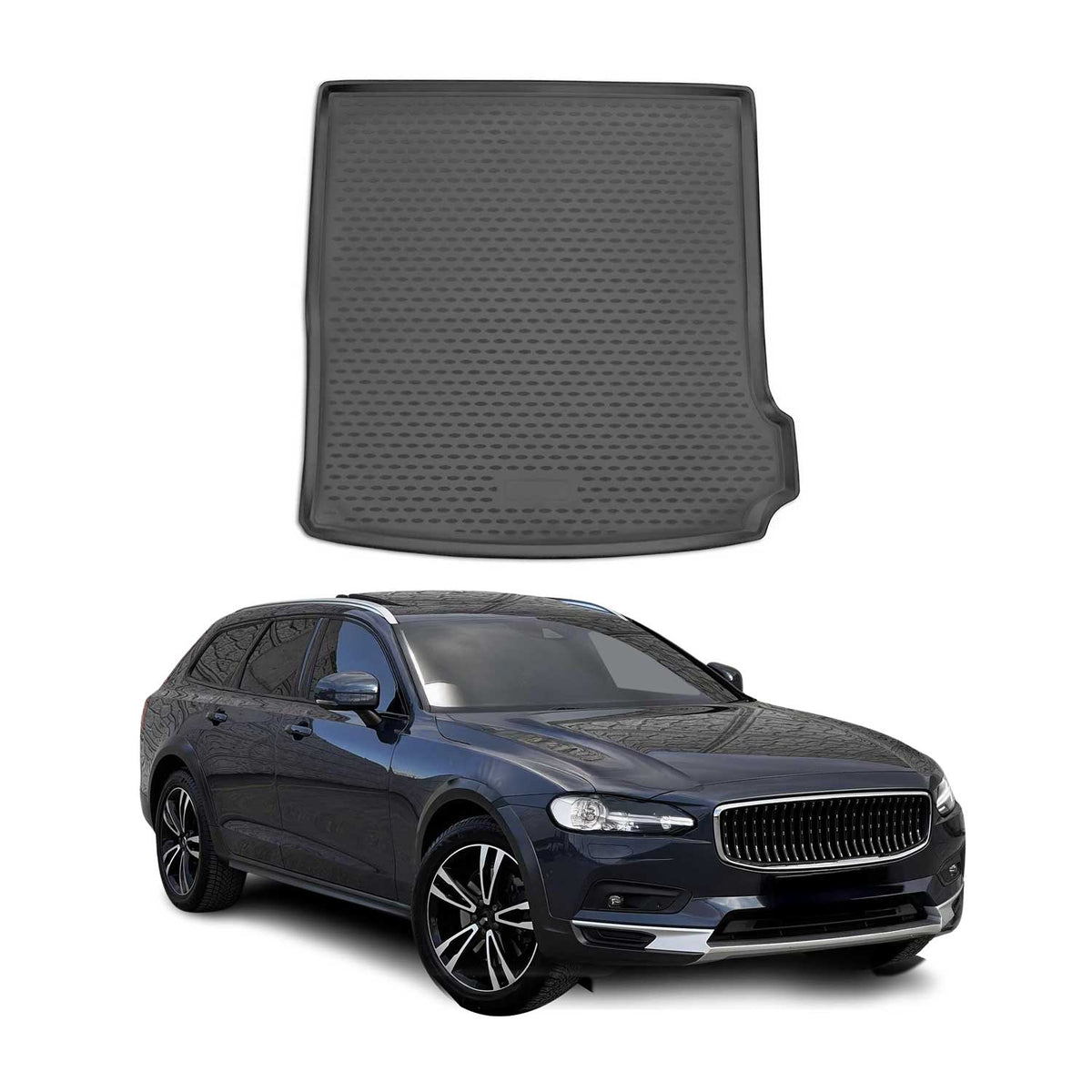 OMAC Bandeja Maletero Alfombrilla para Volvo V90 2017-2021 Negro Goma TPE 1Pza