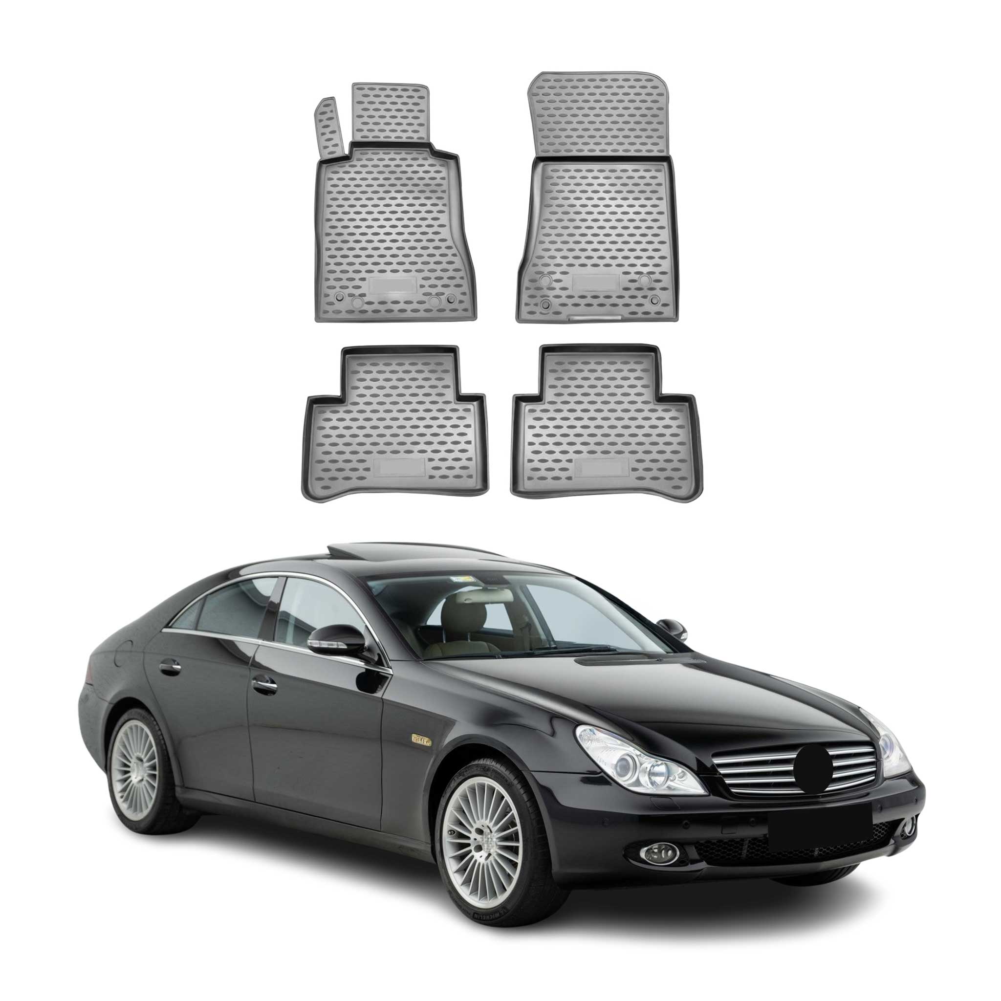 OMAC Alfombrillas De Coche para Mercedes CLS W219 2004-2010 Gris Goma TPE 4Pza