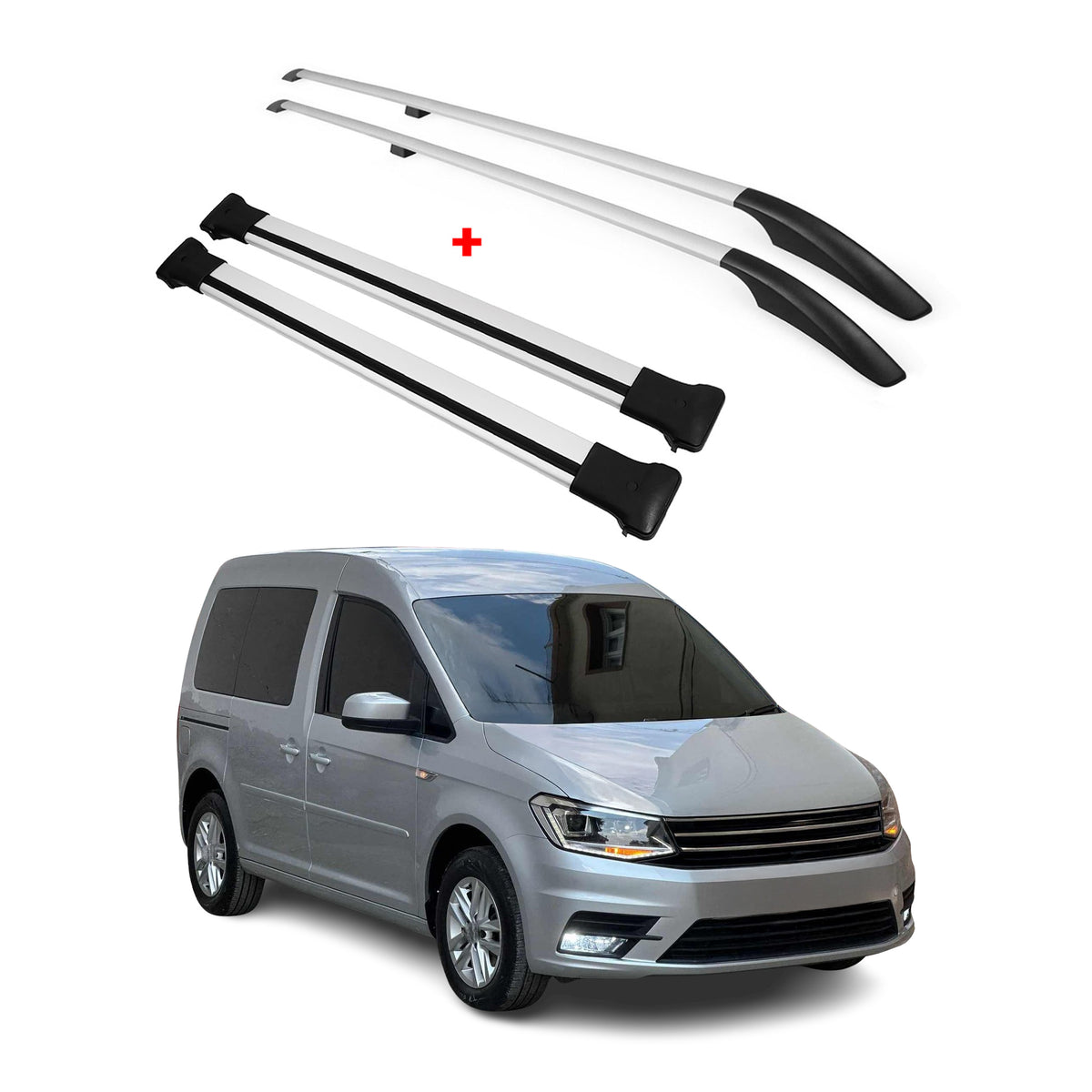 Rieles & Barras de Techo Coche para VW Caddy 2015-2020 Corto Gris Aluminio