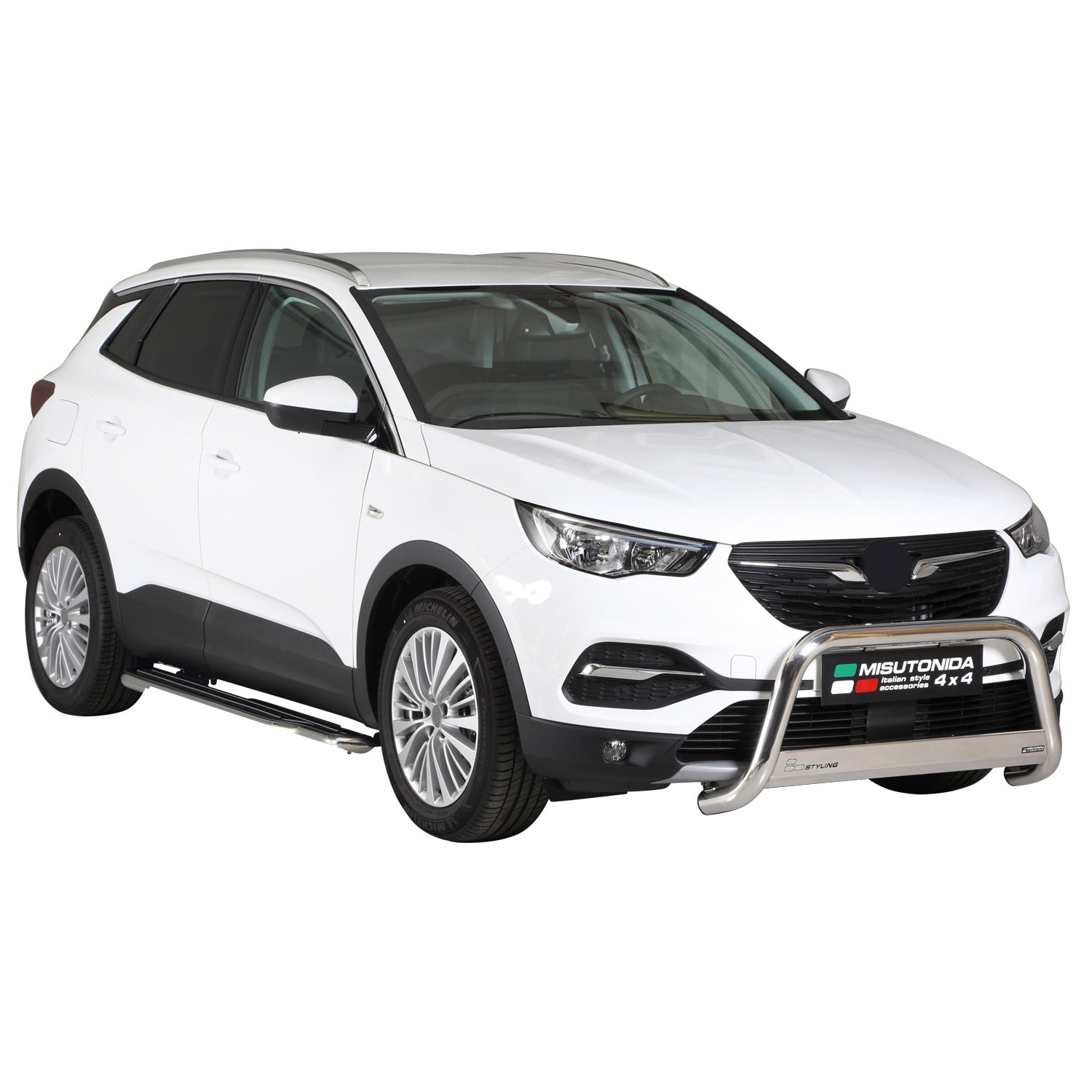 Bull Barra Frontal para Opel Grandland X Plata Brillante Acero 1Pza