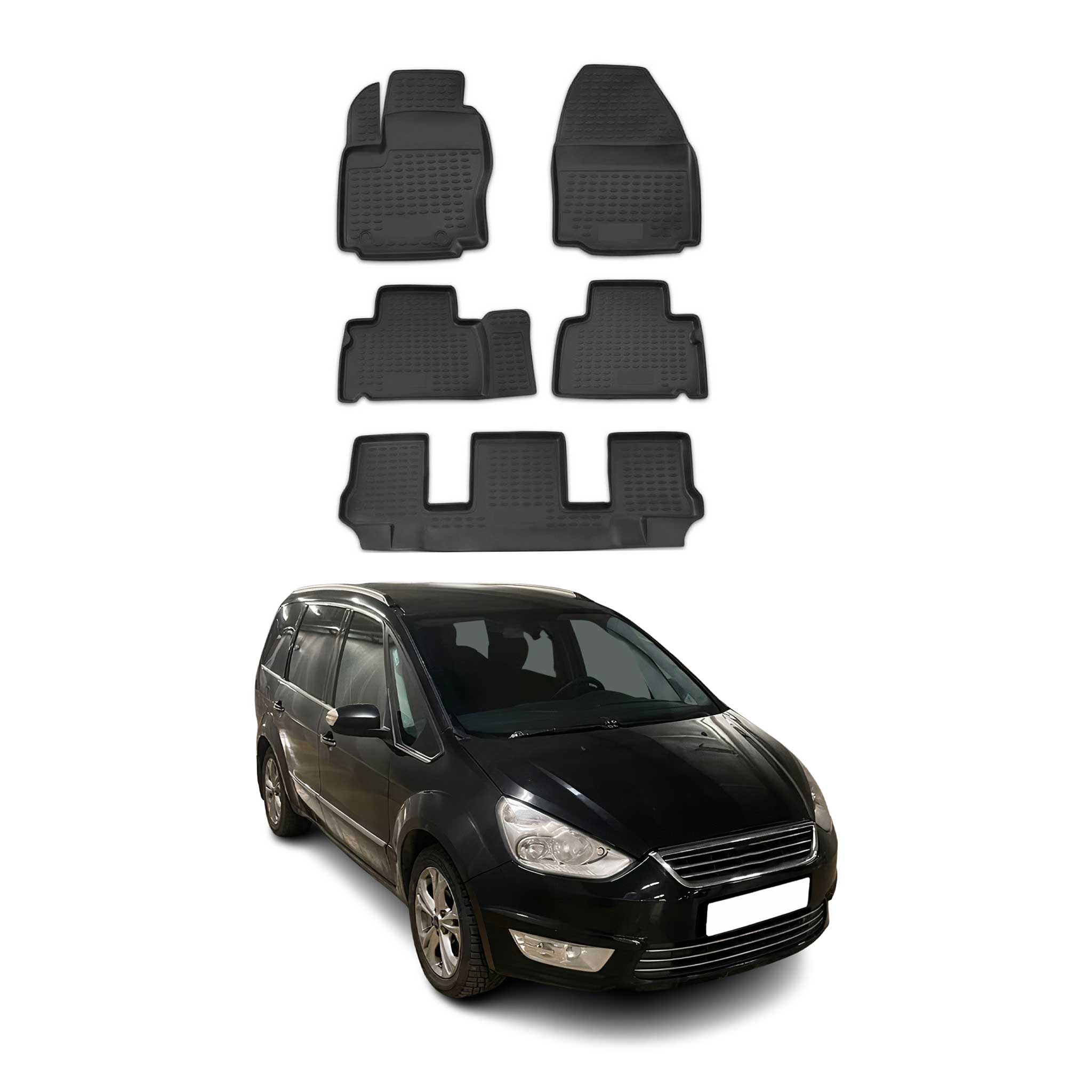 OMAC Alfombrillas De Coche para Ford Galaxy 2006-2015 Negro Goma TPE 5Pza