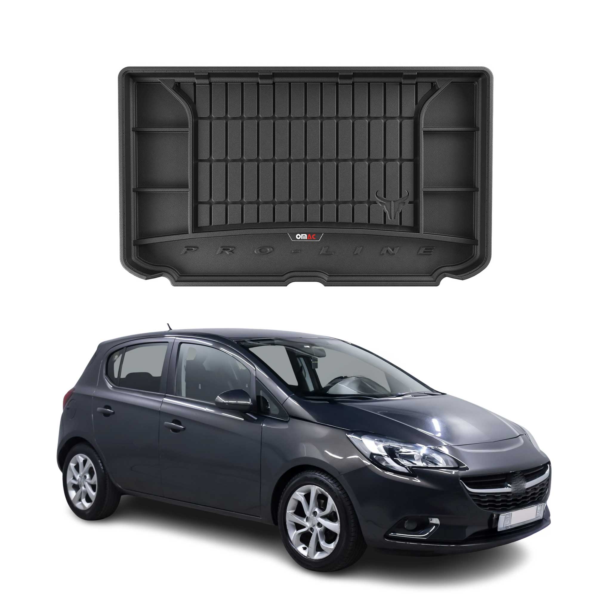 OMAC Premium Bandeja Maletero Alfombrilla para Opel Corsa 2014-2019 Negro TPE
