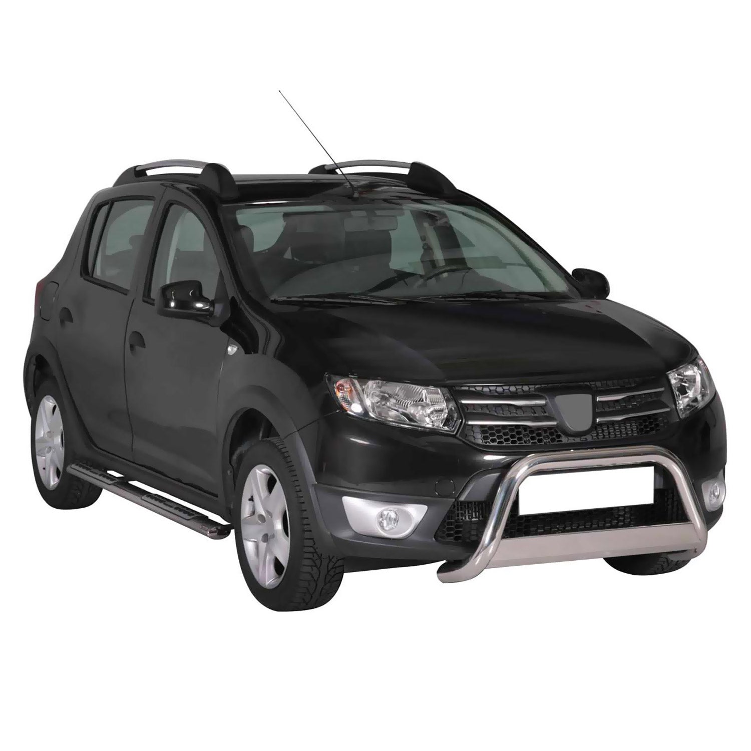 Bull Barra Frontal para Sandero Stepway 2012-2016 Plata Brillante Acero 1Pza