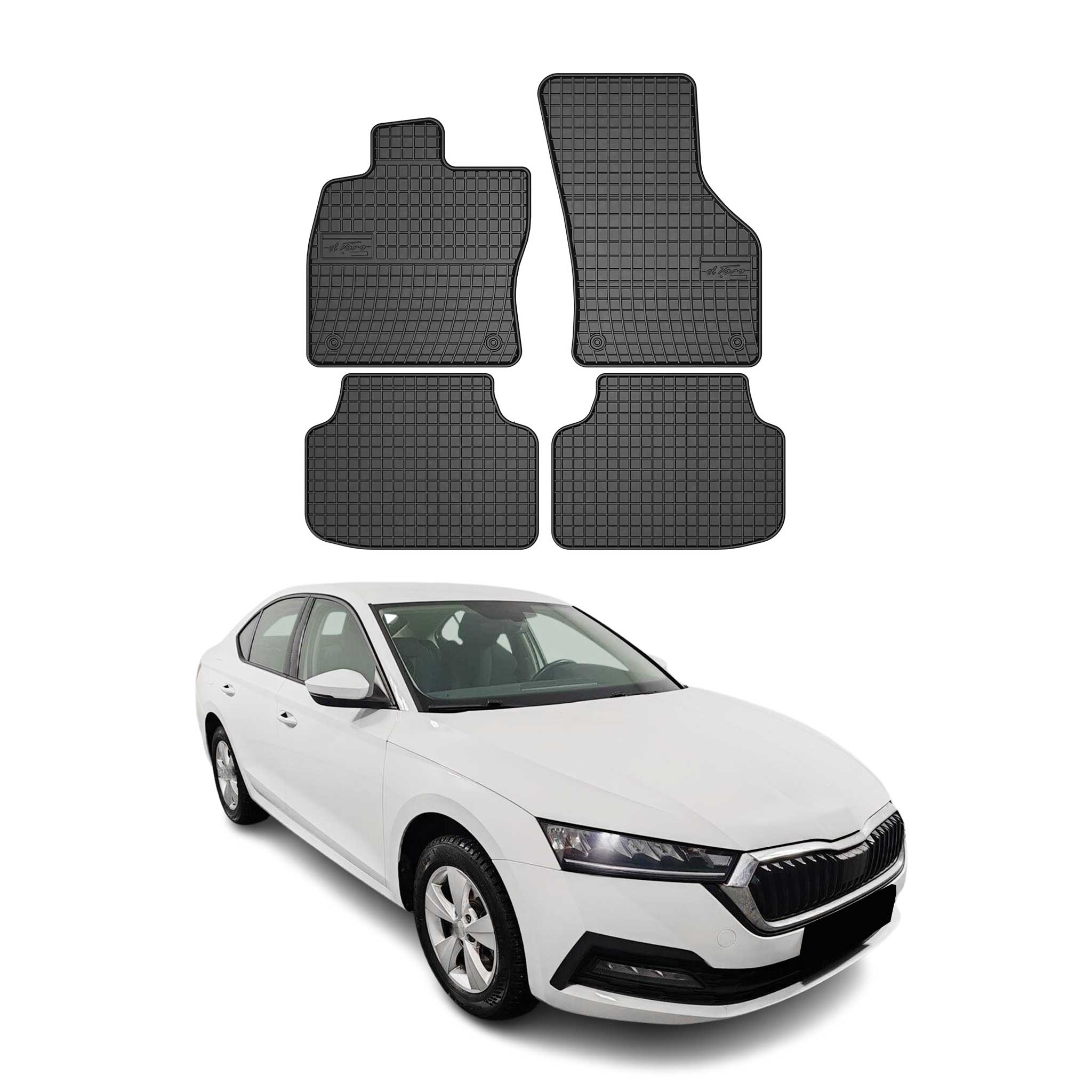 OMAC Alfombrillas De Coche para Skoda Octavia 2019-2025 Negro Goma TPE 4Pza