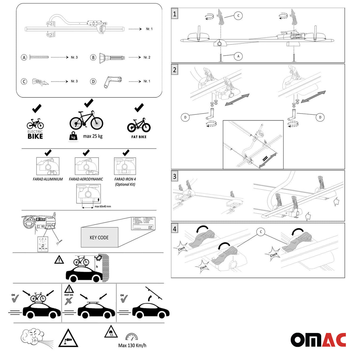 Portabicicletas de Techo para Bicicletas Universal Gris Negro Aluminio