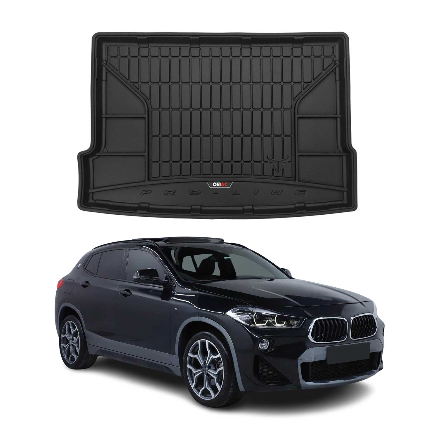 OMAC Premium Bandeja Maletero Alfombrilla para BMW X2 F39 2018-2023 Negro TPE