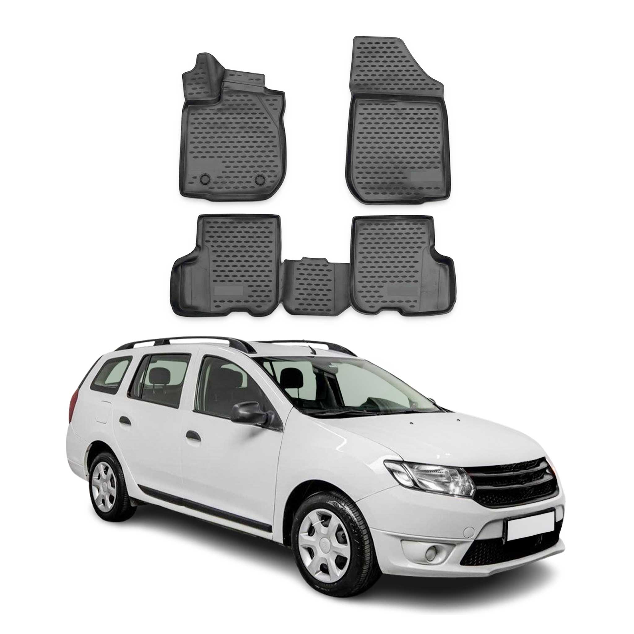 OMAC Alfombrillas De Coche para Dacia Logan MCV2 2013-2016 Negro Goma TPE 4Pza