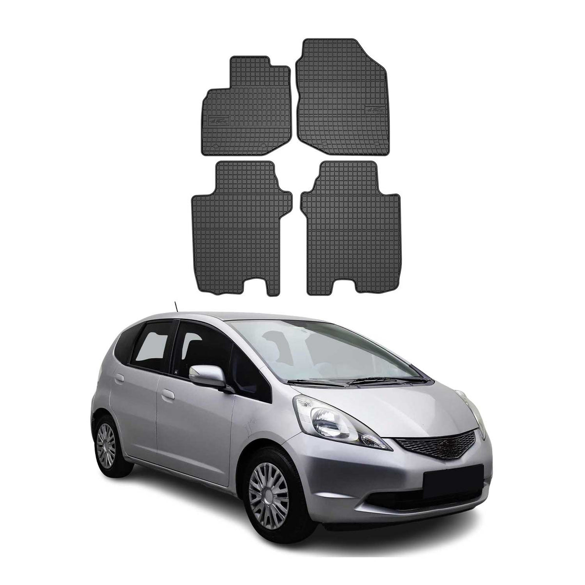 OMAC Alfombrillas De Coche para Honda Jazz 2007-2014 Negro Goma 4Pza