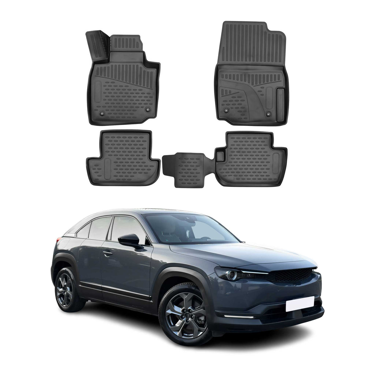 OMAC Alfombrillas De Coche para Mazda MX-30 2020-2025 Negro Goma TPE 4Pza