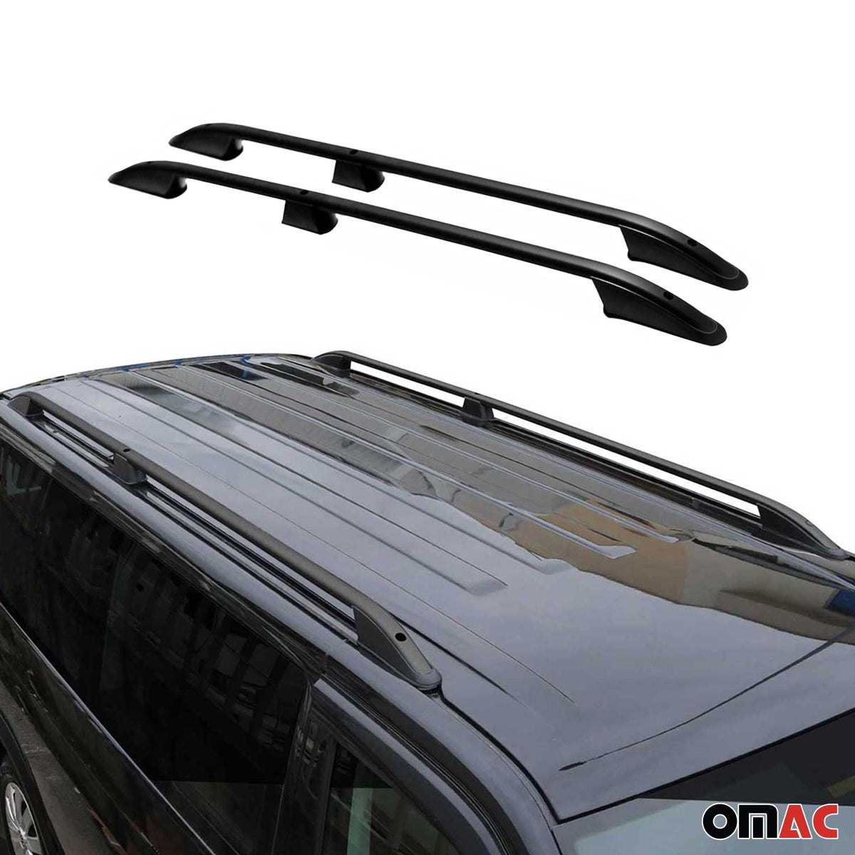 Rieles & Barras de Techo para VW Caddy 2003-2015 Corto Negro Aluminio 2Pza