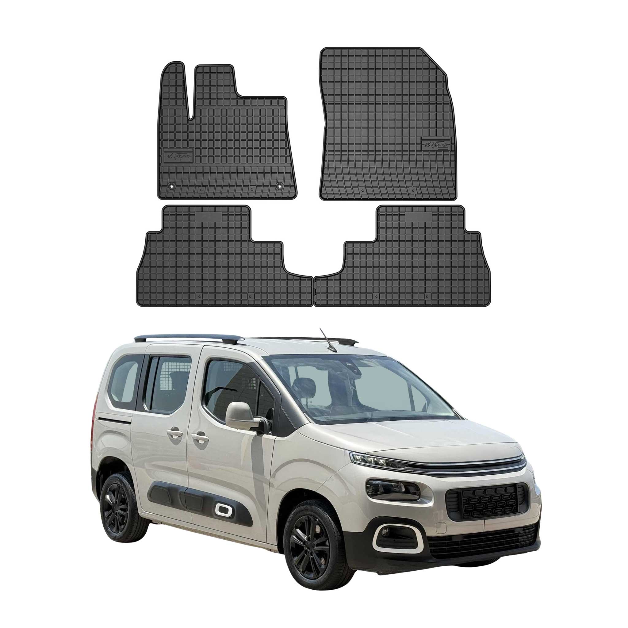 OMAC Alfombrillas De Coche para Toyota Proace City 2018-2024 Negro Goma 4x