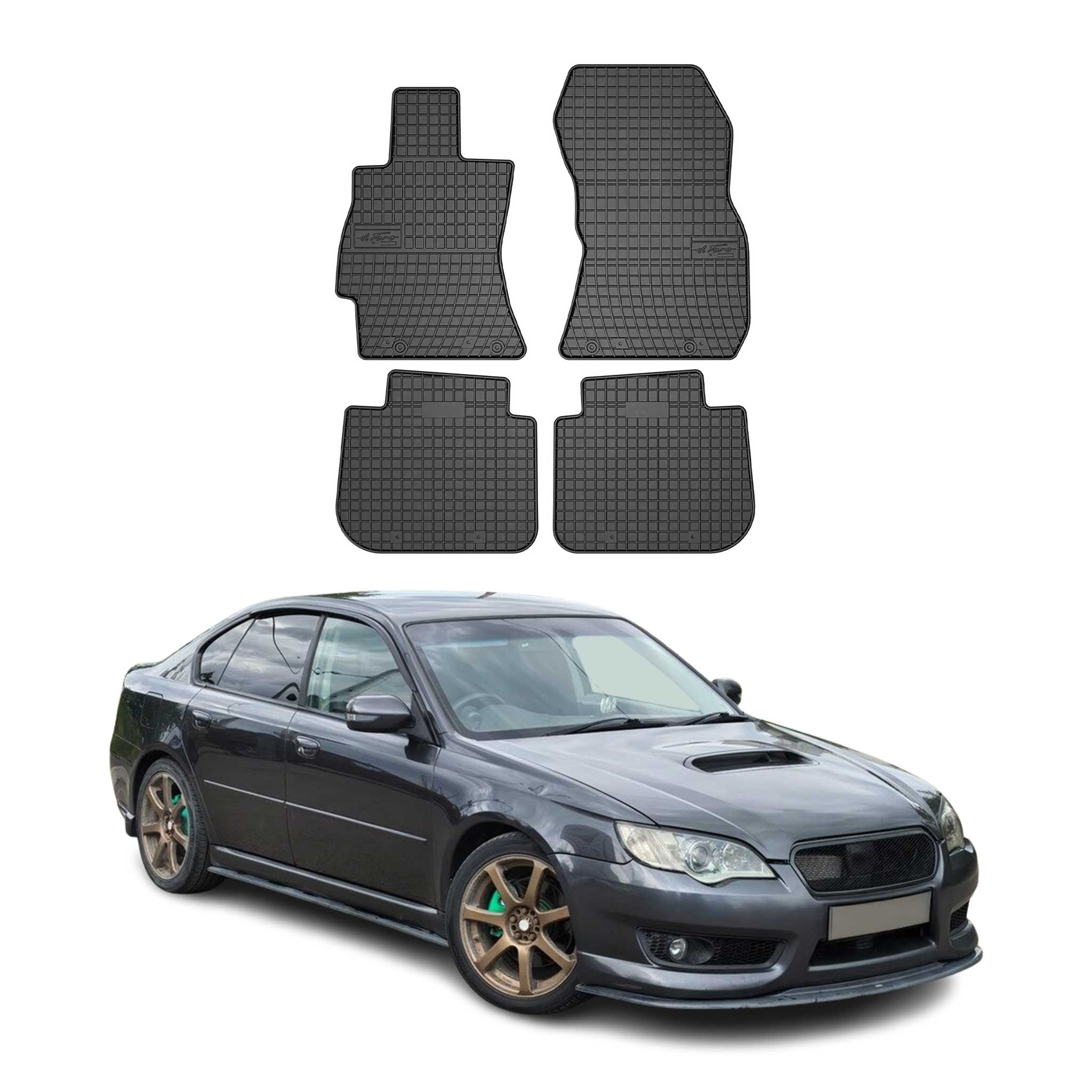 OMAC Alfombrillas De Coche para Subaru Legacy 2003-2009 Negro Goma TPE 4Pza