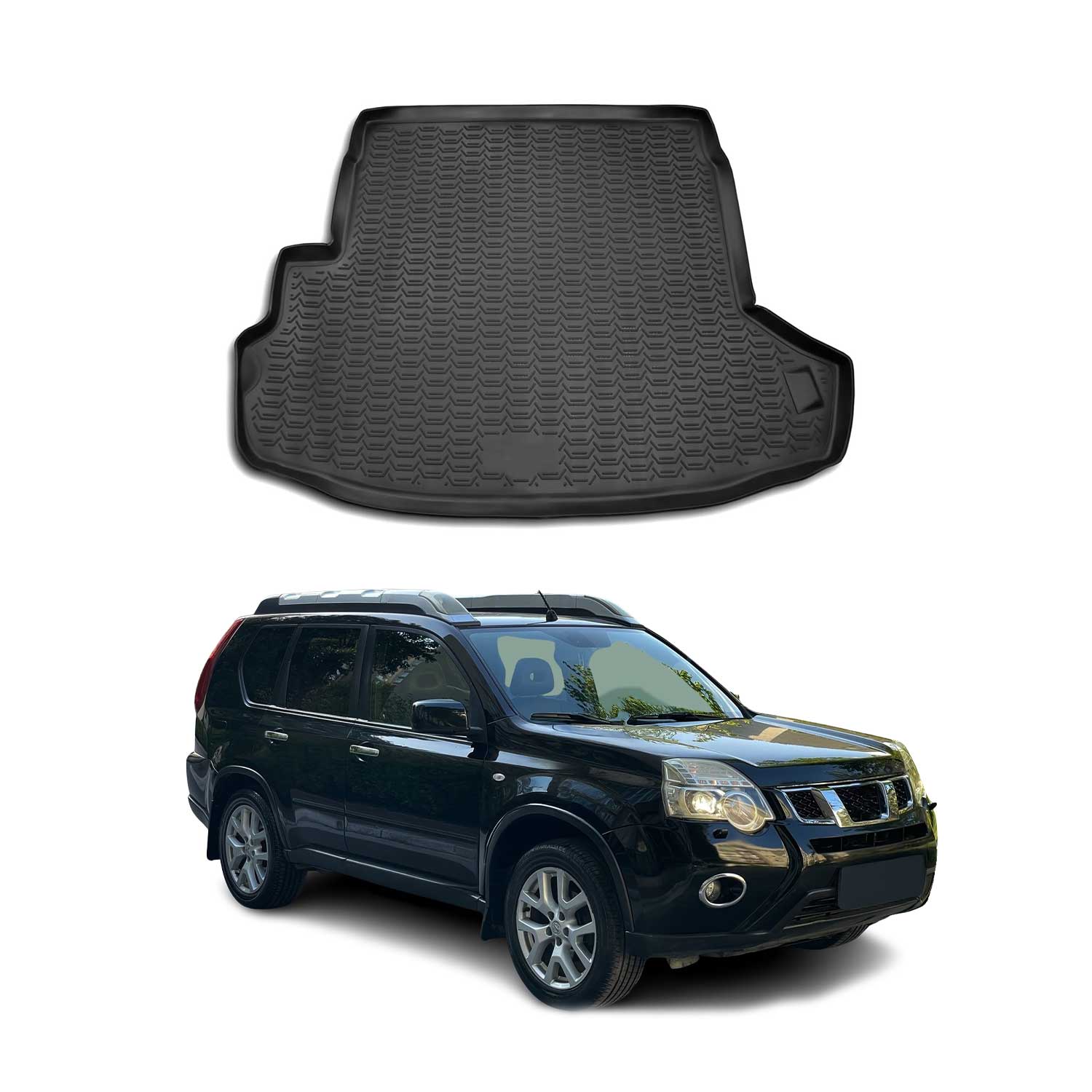 OMAC Bandeja Maletero Alfombrilla para Nissan X-Trail T31 2007-2015 Negro TPE