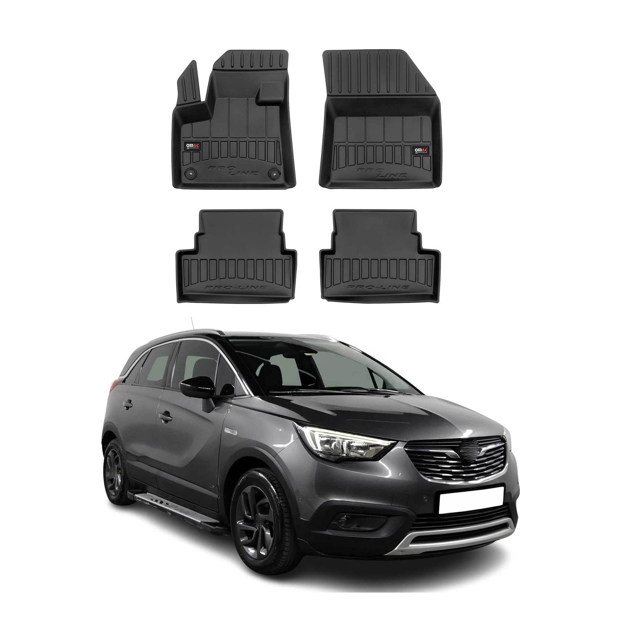 OMAC Premium Alfombrillas De Coche para Opel Grandland X 2017-2024 TPE Goma 4x
