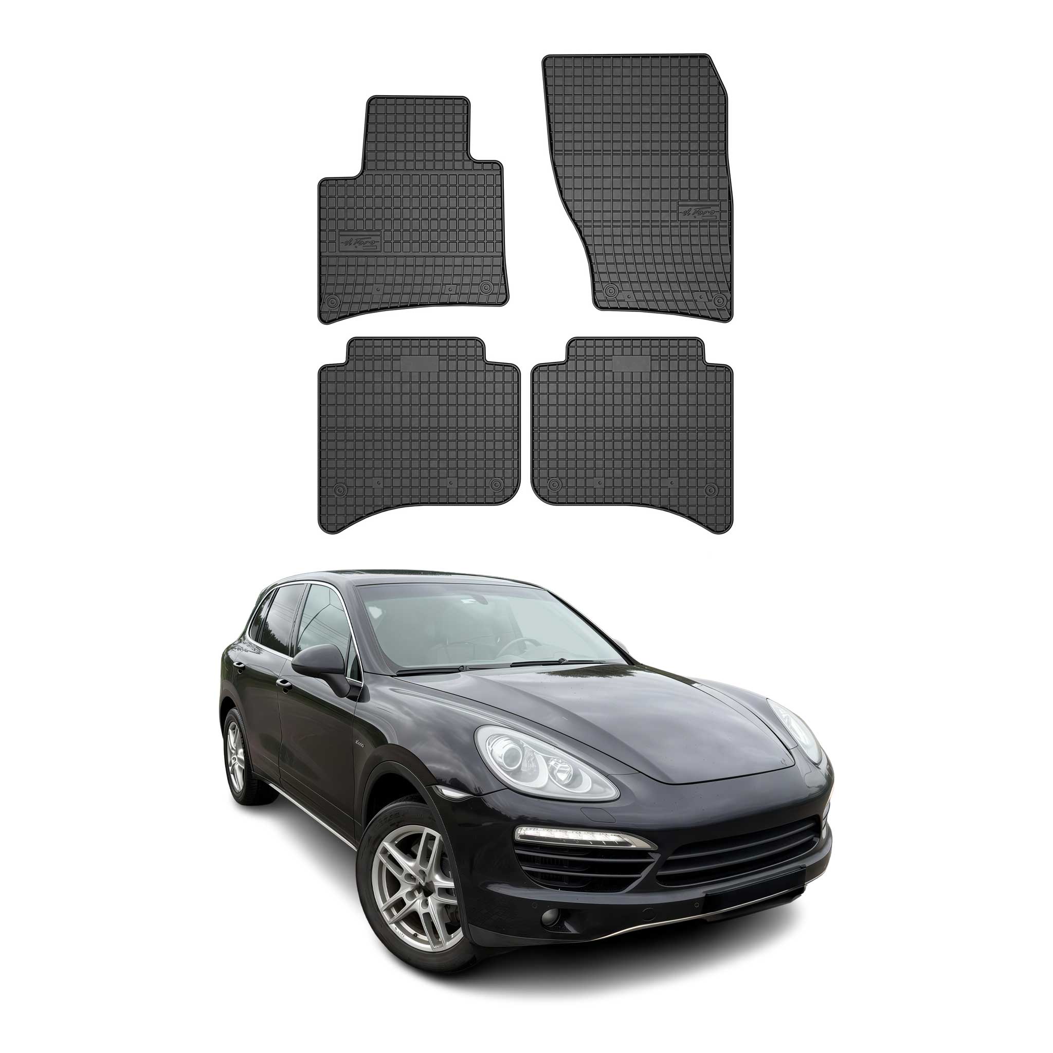 OMAC Alfombrillas De Coche para Porsche Cayenne 2010-2017 Negro Goma TPE 4Pza