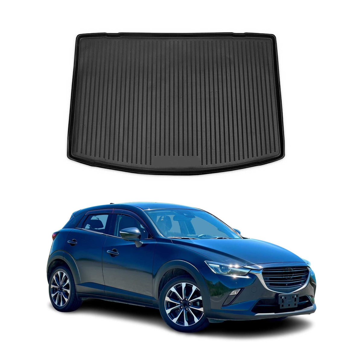 OMAC Bandeja Maletero Alfombrilla para Mazda CX-3 2015-2024 Negro Goma TPE 1Pza