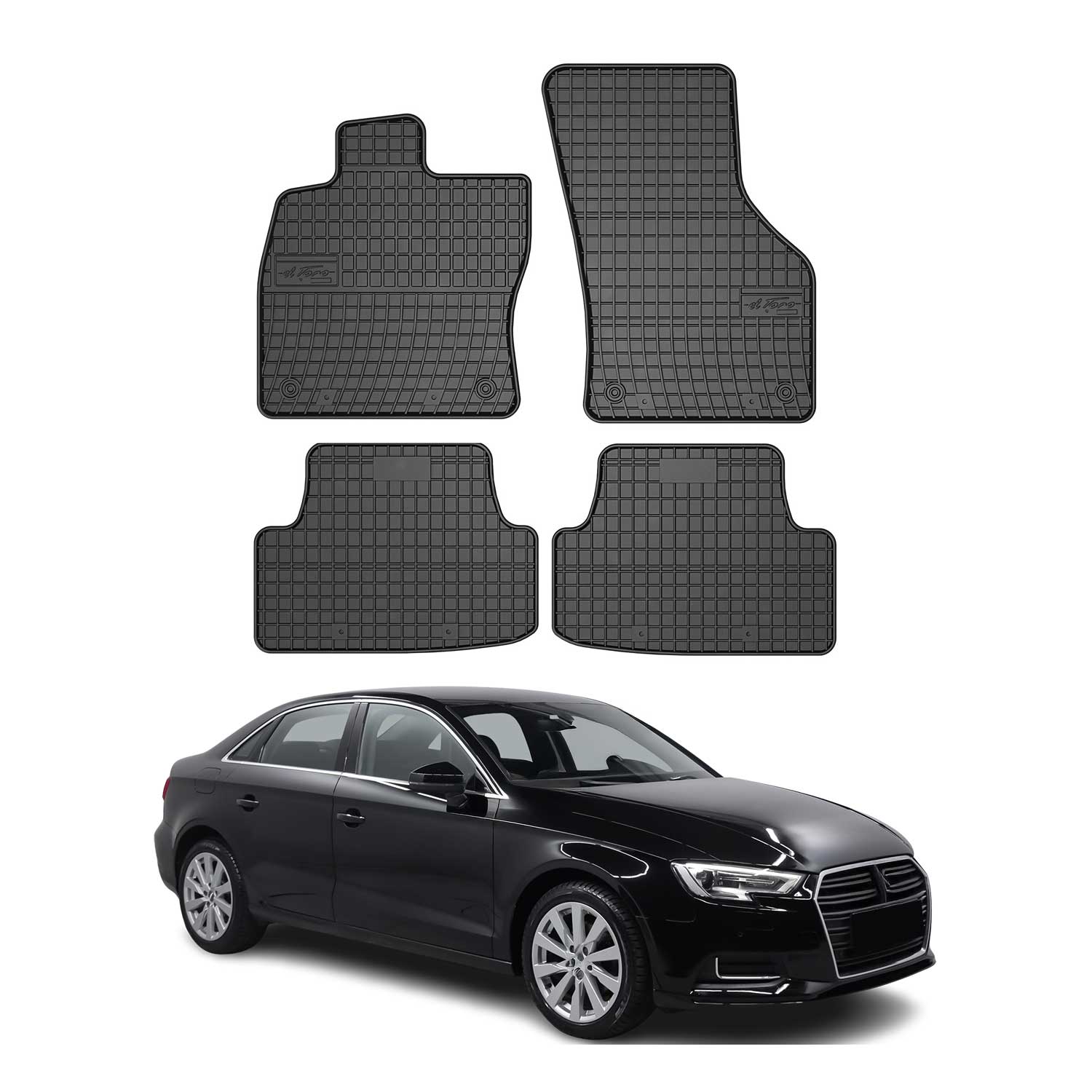 OMAC Alfombrillas De Coche para Audi A3 8V 2012-2020 Negro Goma TPE 4Pza