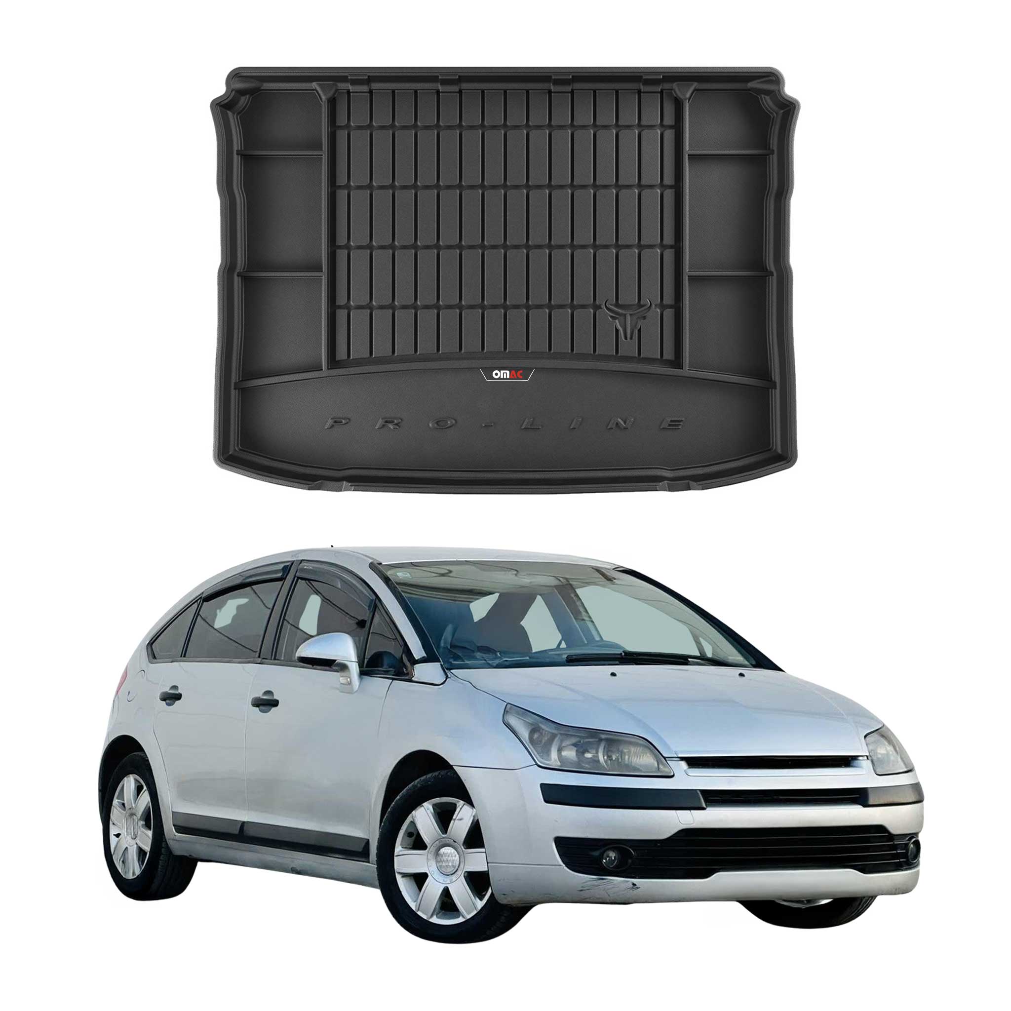 OMAC Premium Bandeja Maletero Alfombrilla para Citroen C4 2004-2010 Negro TPE