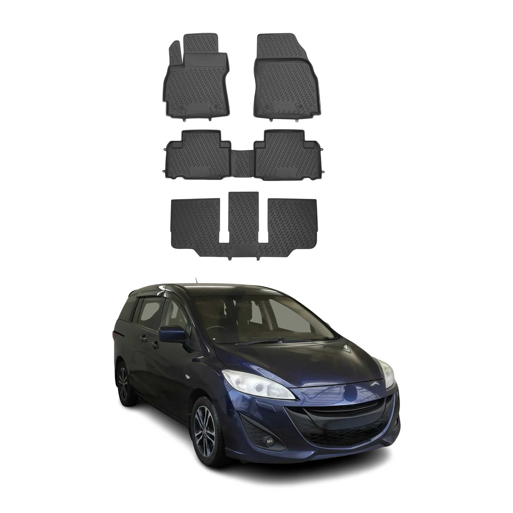 OMAC Alfombrillas De Coche para Mazda 5 2010-2021 Negro Goma TPE 5Pza