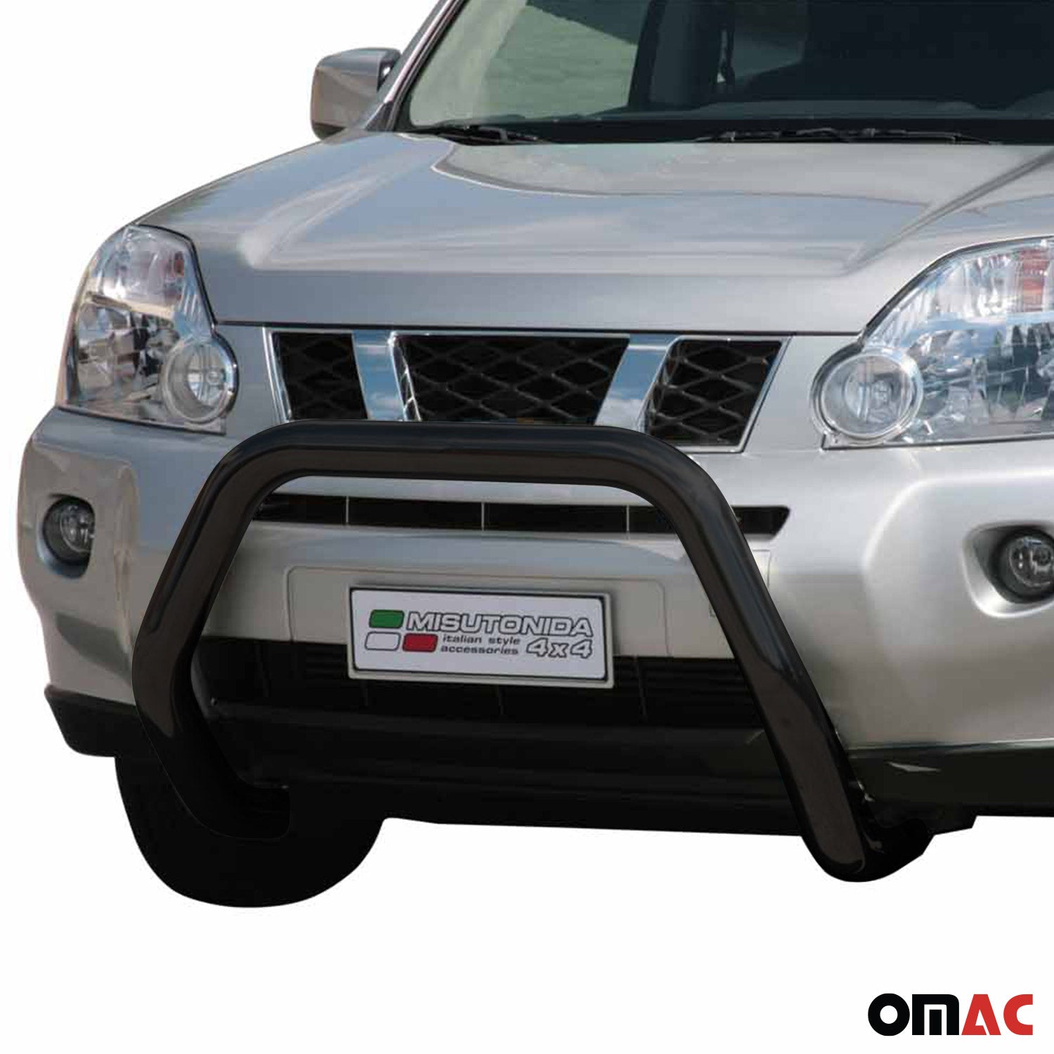 Bull Barra Frontal para Nissan X-Trail 2007-2010 Negro Brillante Acero