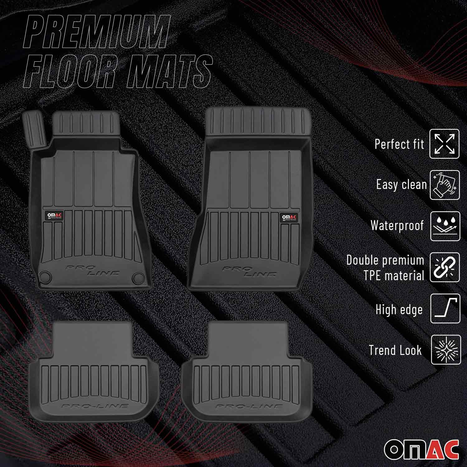 OMAC Premium Alfombrillas De Coche para Mercedes CLK C209 A209 2002-2010 Goma 4x