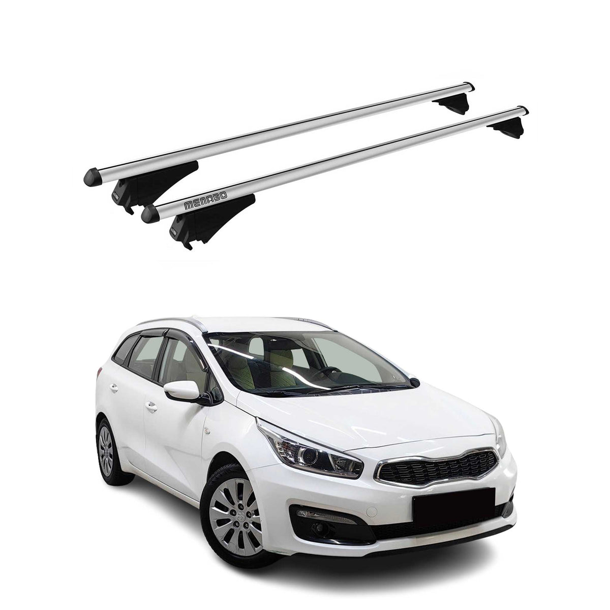 Menabo Barras de Techo Coche Baca para Kia Ceed Sportswagon 2012-2018 Gris Alu