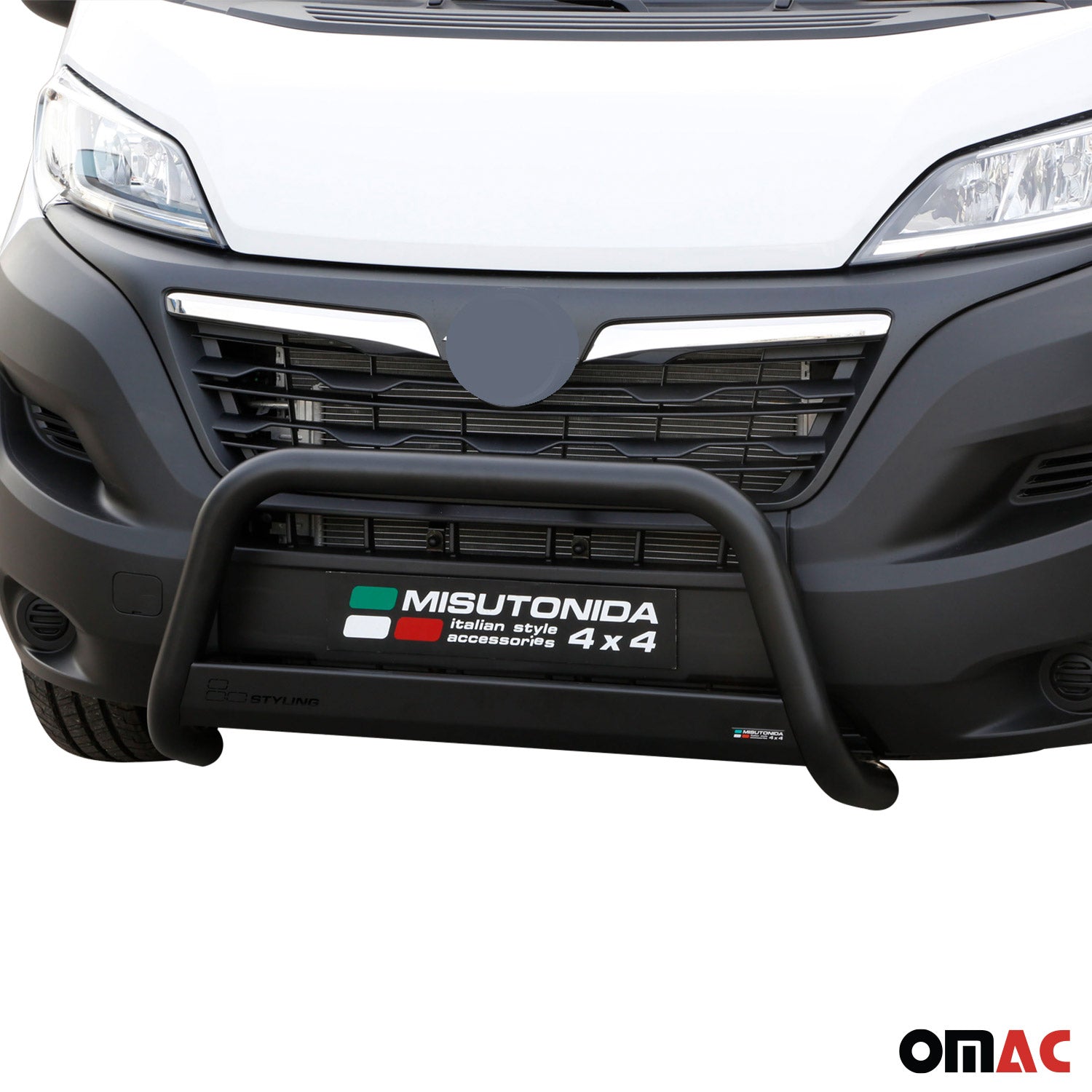 Bull Barra Frontal para Opel Movano 2022-2025 Negro Brillante Acero 1Pza