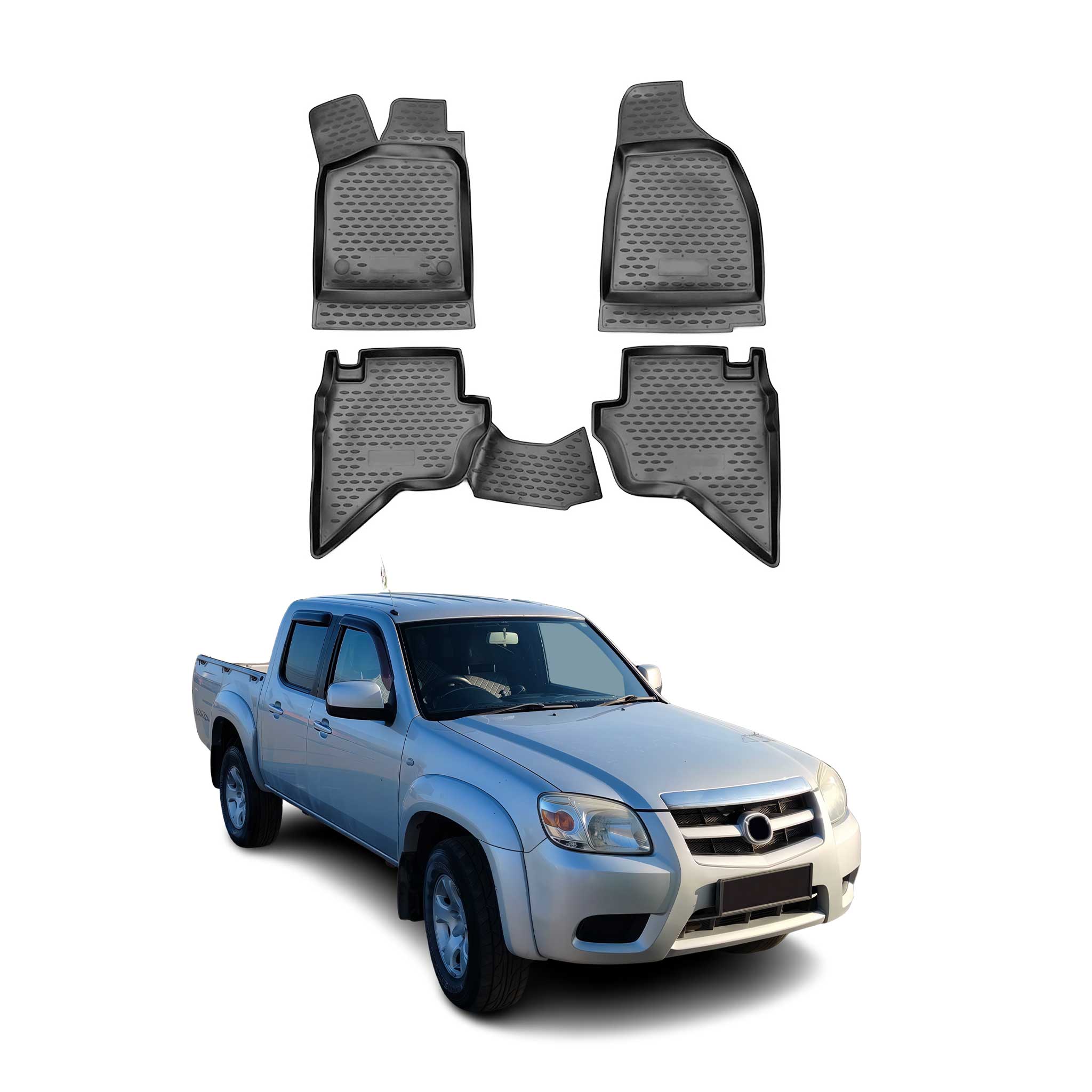 OMAC Alfombrillas De Coche para Mazda BT-50 2006-2012 Negro Goma TPE 4Pza