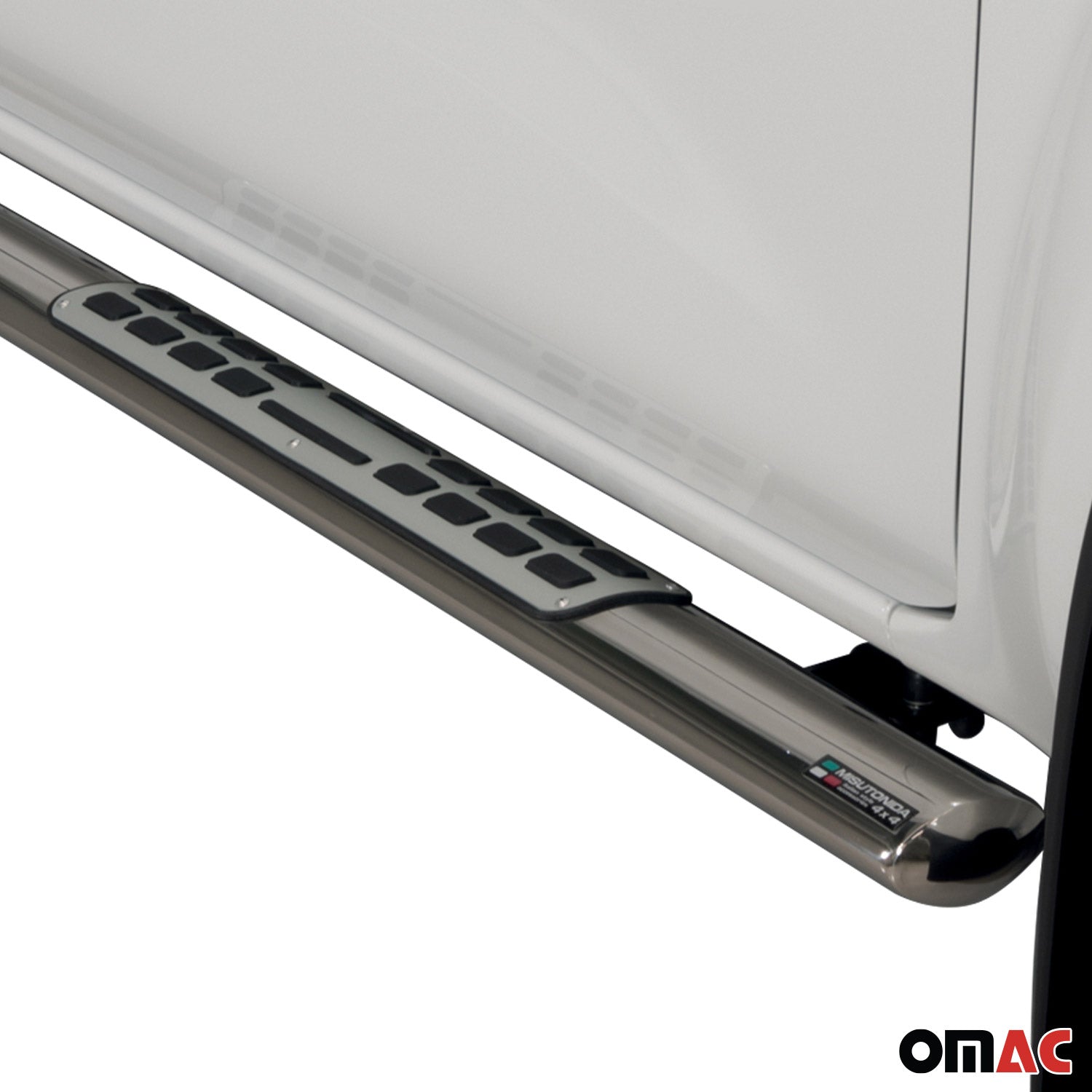 Par de Estribos Barras Laterales para Renault Alaskan 2017-2021 Plata Acero 2x